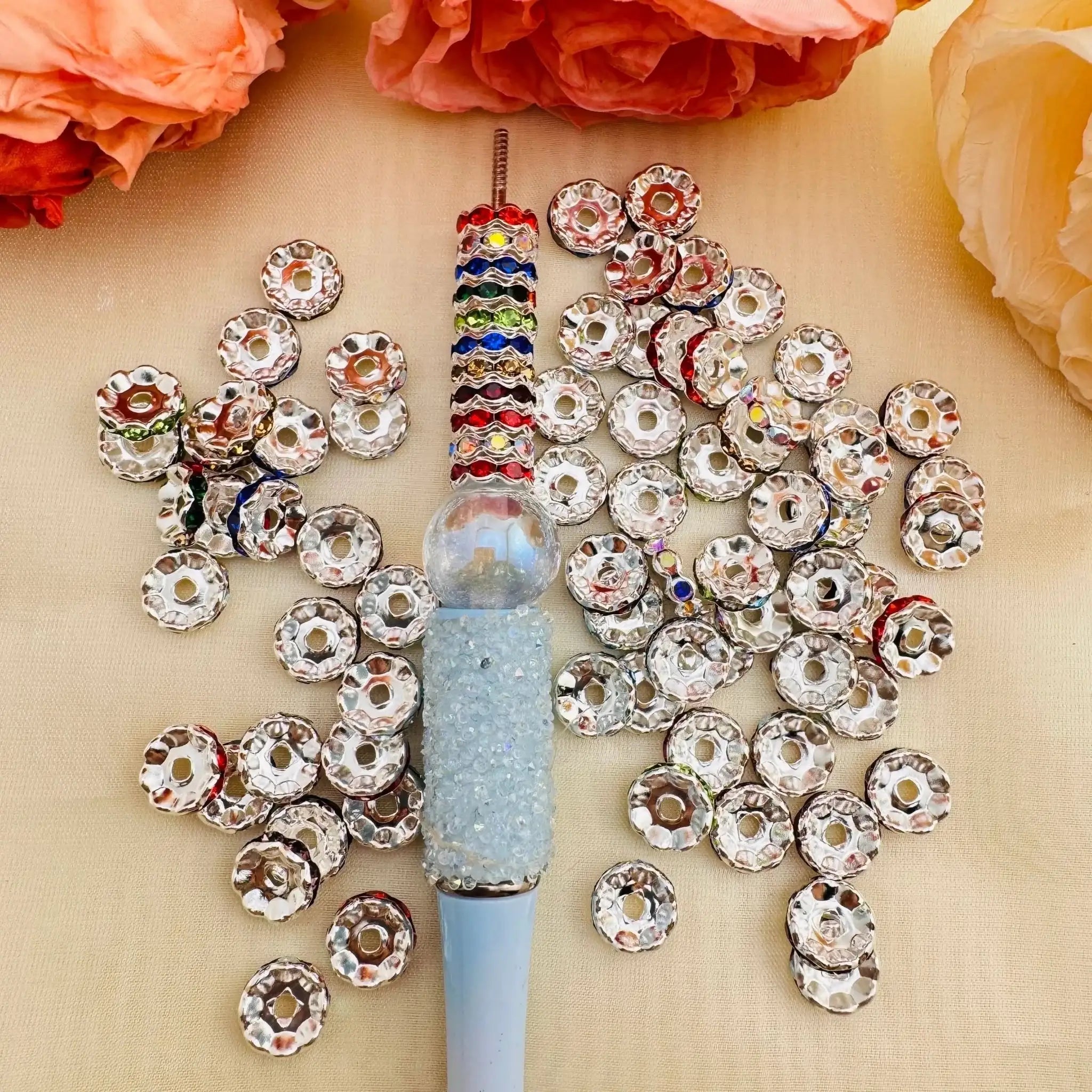 FS10254-10mm Wave Rhinestone Spacer Fit For Beadable Pens Jewelry Making -Zoe DIY Wholesale