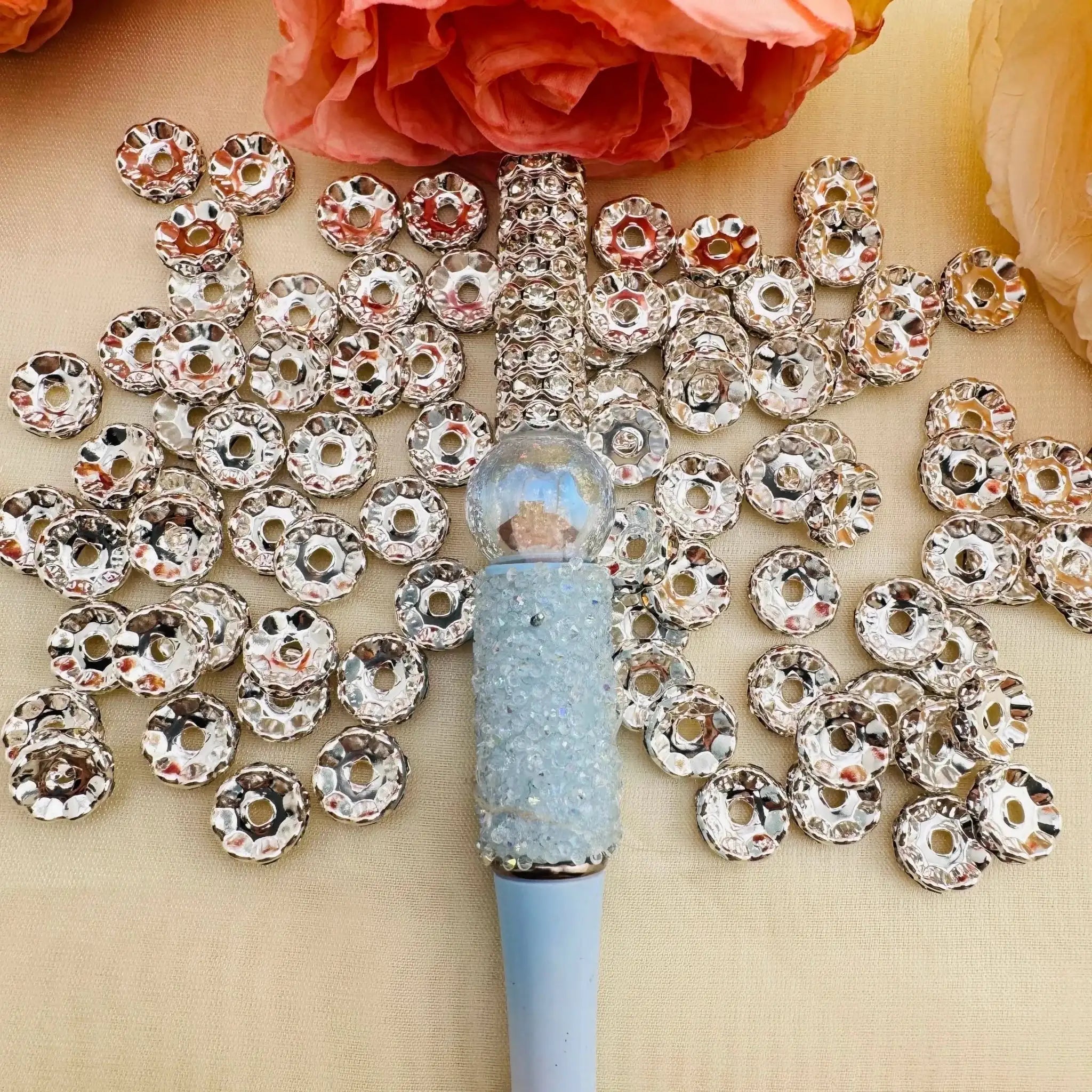 FS10254-10mm Wave Rhinestone Spacer Fit For Beadable Pens Jewelry Making -Zoe DIY Wholesale