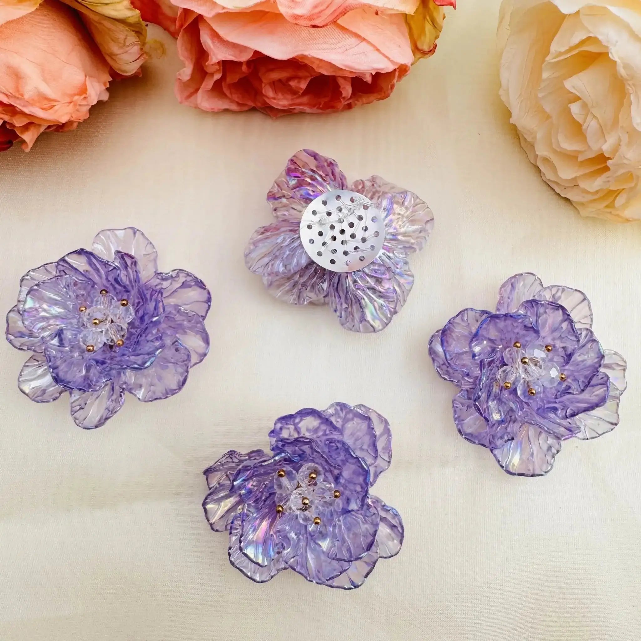 FS10258-AB Clear Flower Patch For Making Fancy Beads Or Other DIY Project -Zoe DIY Wholesale