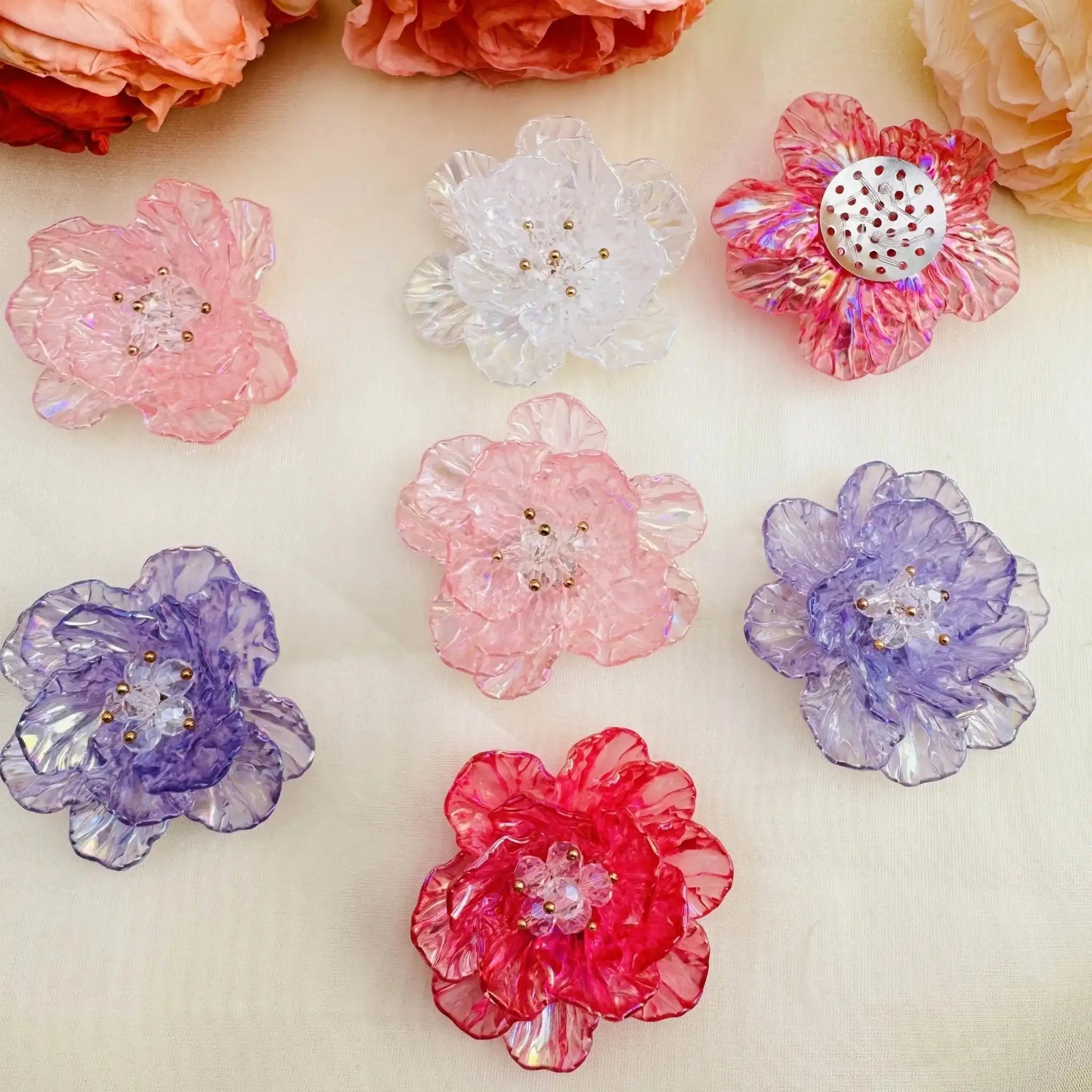 FS10258-AB Clear Flower Patch For Making Fancy Beads Or Other DIY Project -Zoe DIY Wholesale