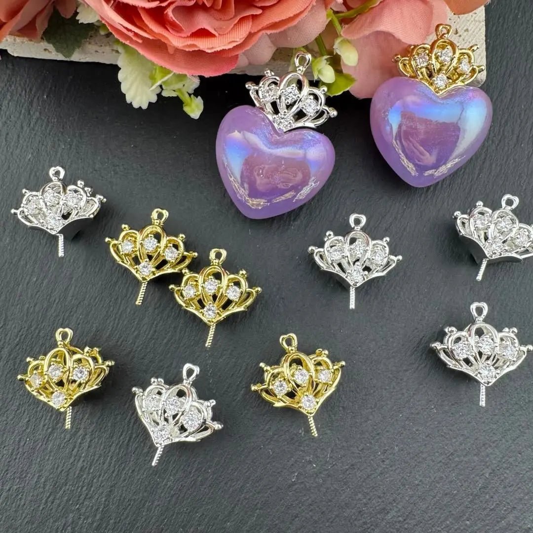 FS10331-22*21*12mm Crown Rhinestone Pin (For Half-hole Heart Beads) -Zoe DIY Wholesale