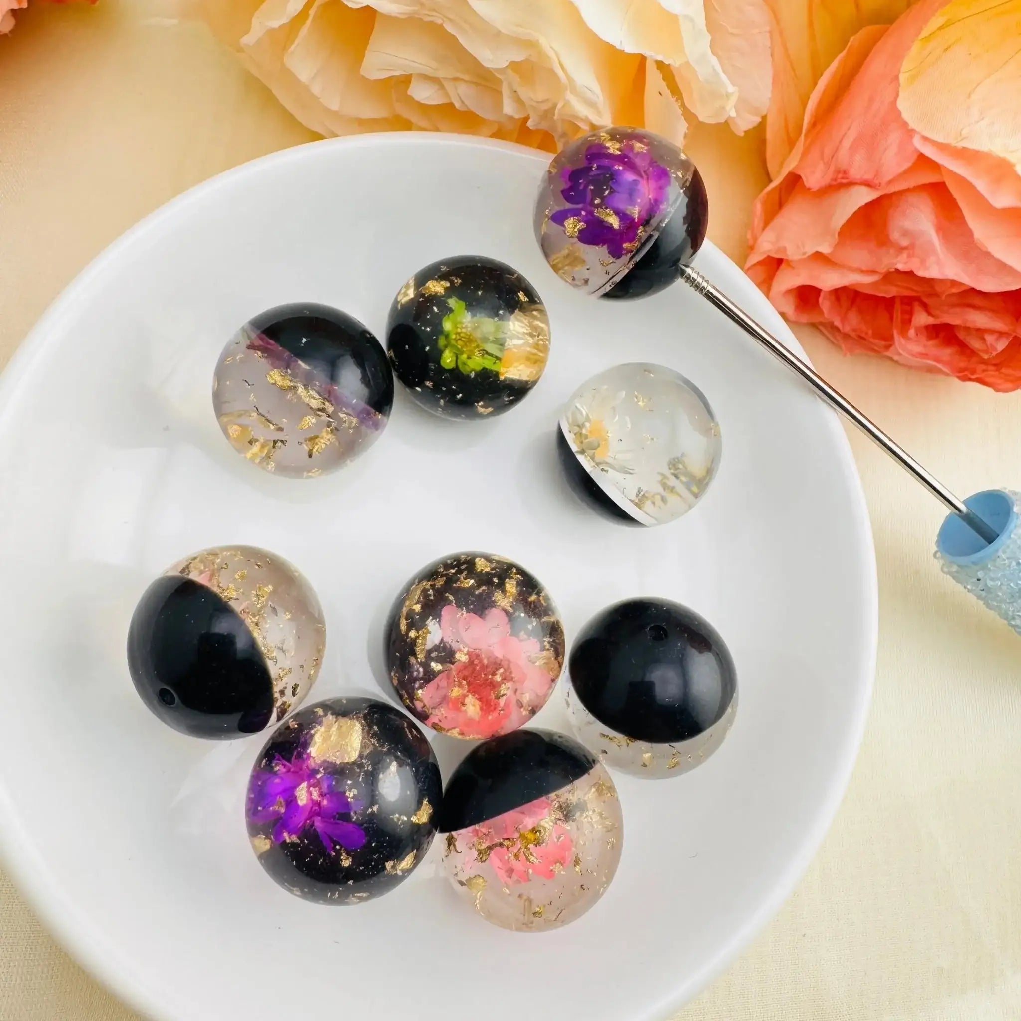 FS10402-20mm Dried Flower Resin Pen Topper -Zoe DIY Wholesale
