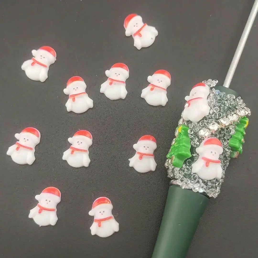 FS1041-12MM White Snownman Nail Charms For Making Fancy Bead Or Fancy Pen -Zoe DIY Wholesale