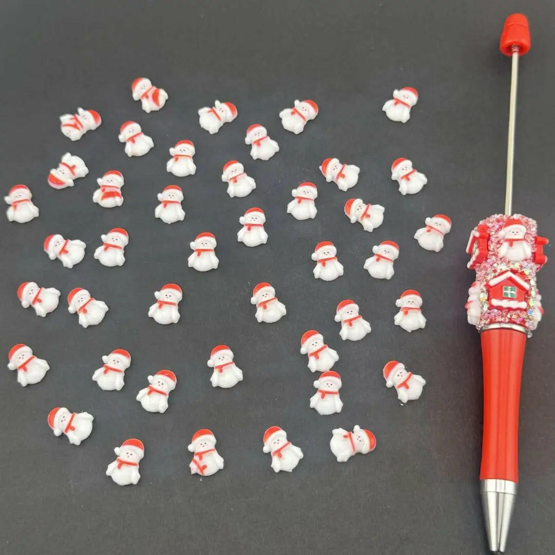 FS1041-12MM White Snownman Nail Charms For Making Fancy Bead Or Fancy Pen -Zoe DIY Wholesale