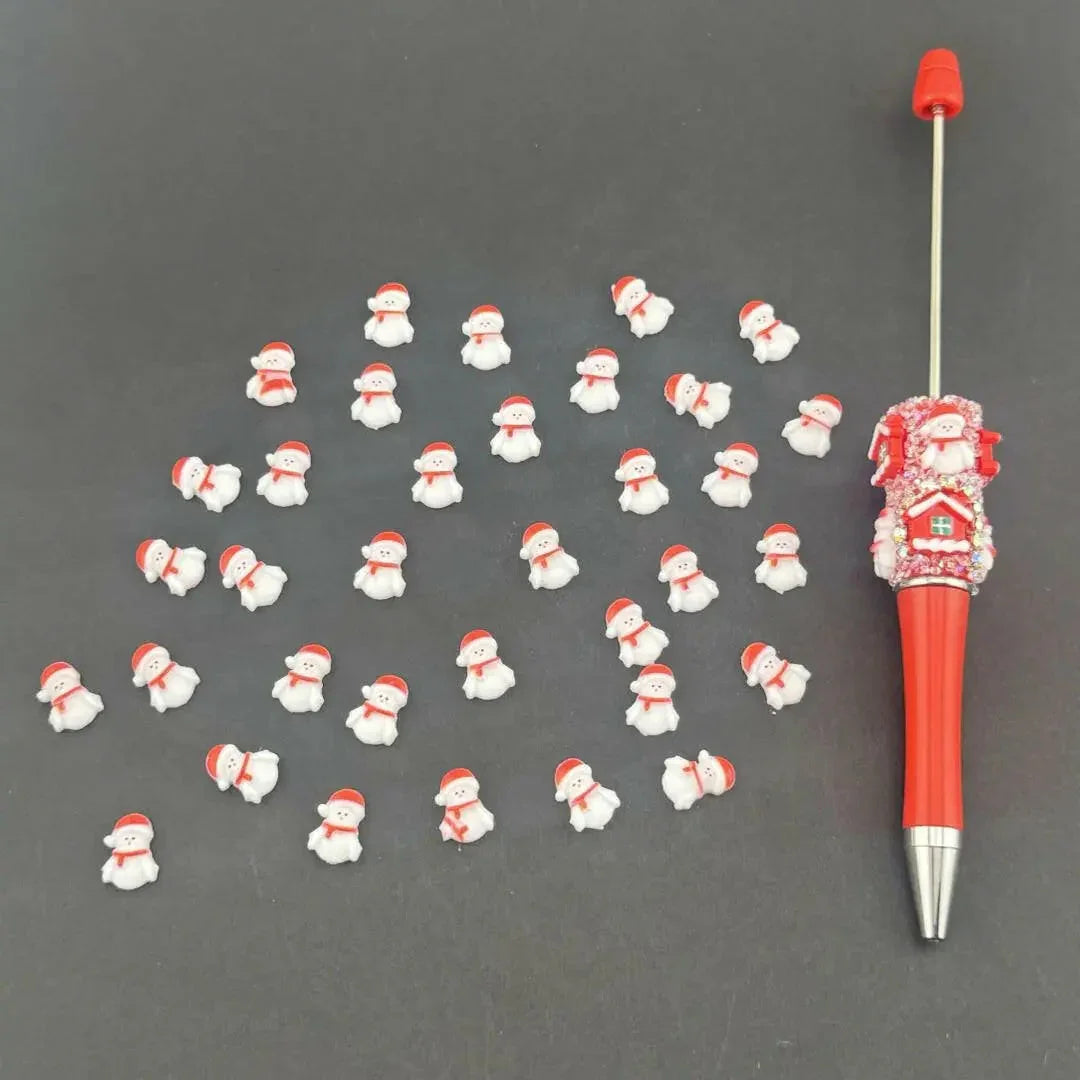 FS1041-12MM White Snownman Nail Charms For Making Fancy Bead Or Fancy Pen -Zoe DIY Wholesale