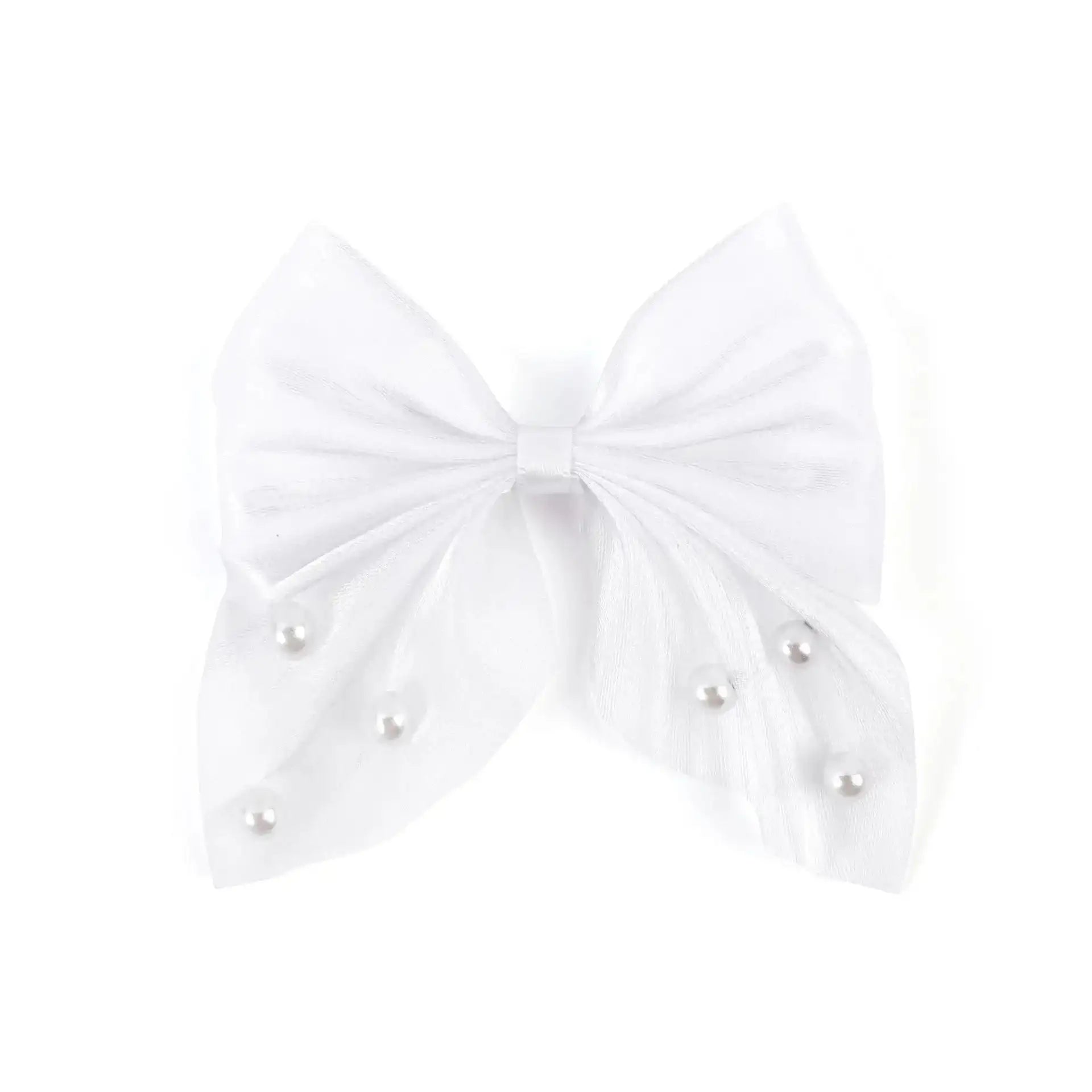 FS10420-7×8cm Fabric Bow With Pearl -Zoe DIY Wholesale
