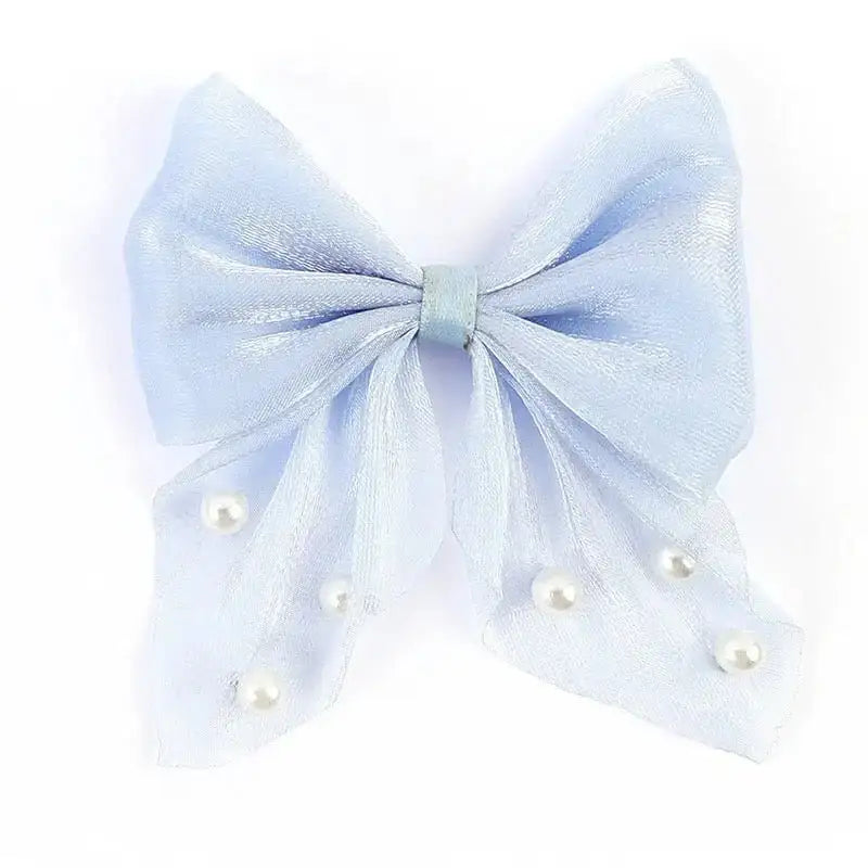 FS10420-7×8cm Fabric Bow With Pearl -Zoe DIY Wholesale