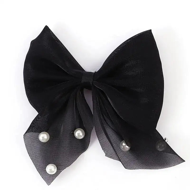 FS10420-7×8cm Fabric Bow With Pearl -Zoe DIY Wholesale