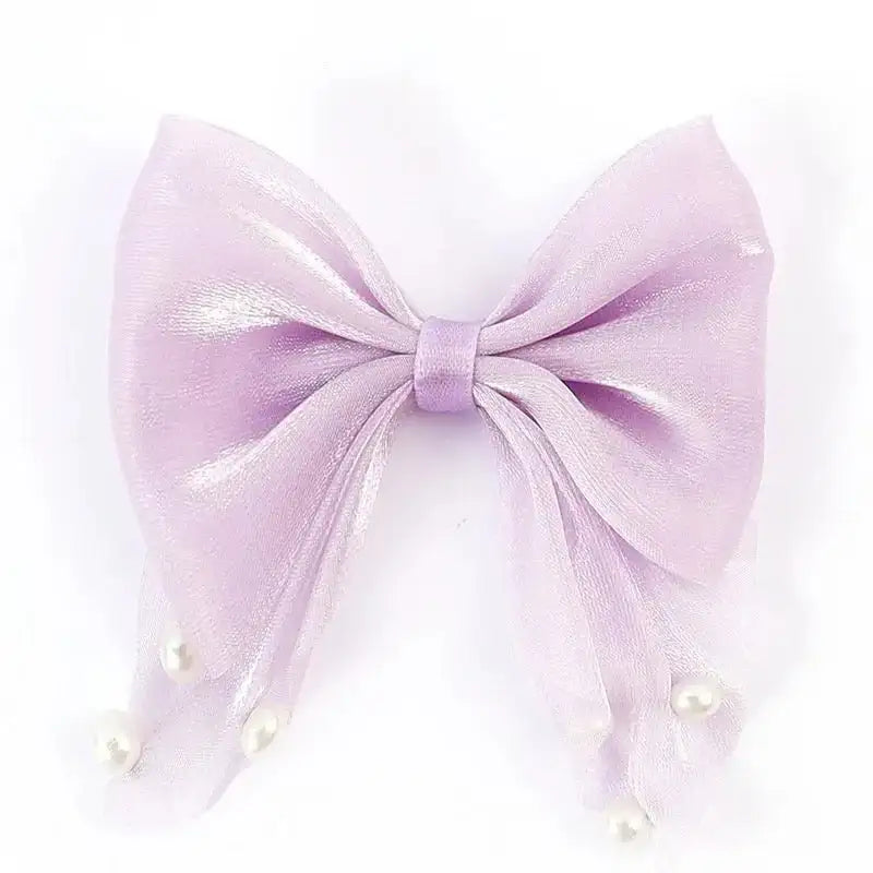 FS10420-7×8cm Fabric Bow With Pearl -Zoe DIY Wholesale