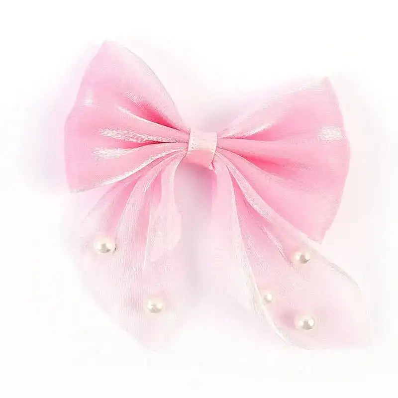 FS10420-7×8cm Fabric Bow With Pearl -Zoe DIY Wholesale