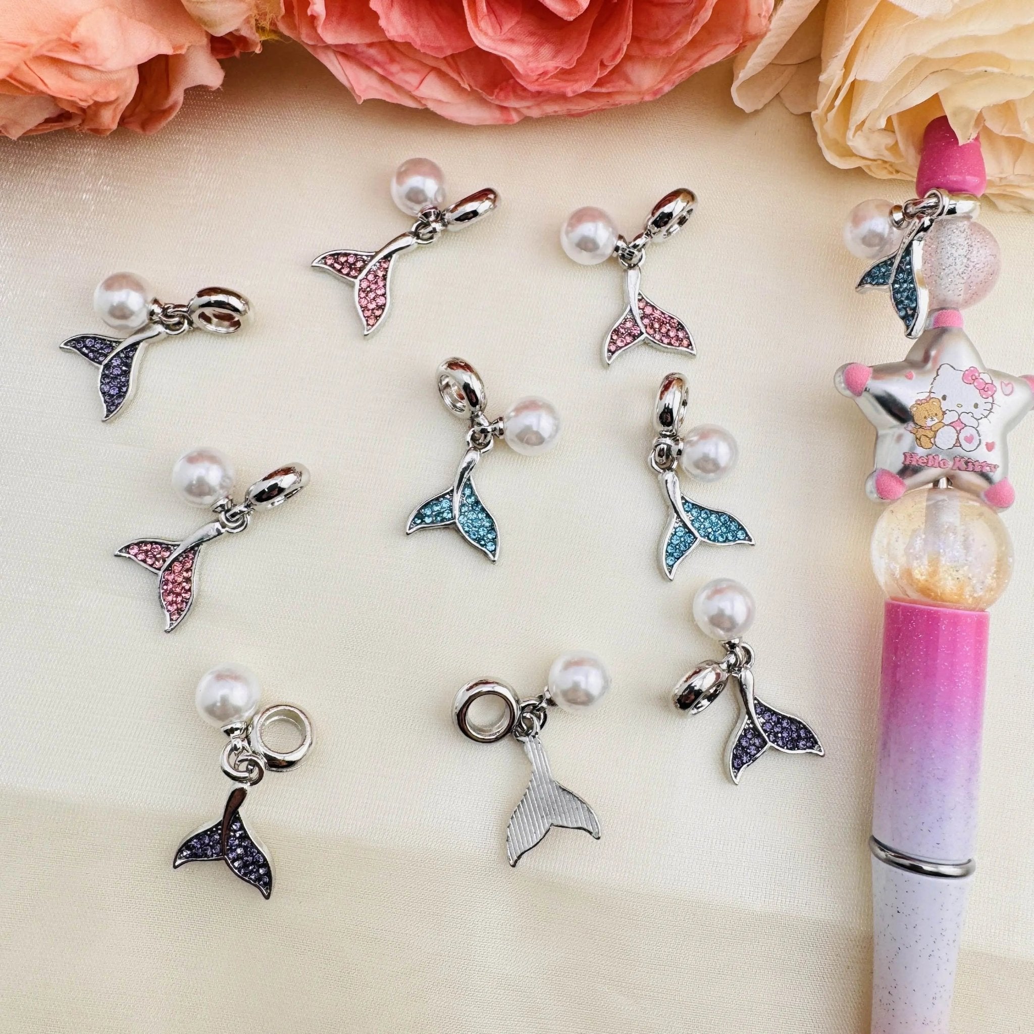 FS10433-12×16mm Random Mixed mermaid Tail Metal Spacer Charms For Beadable Pens Jewelry Making -Zoe DIY Wholesale