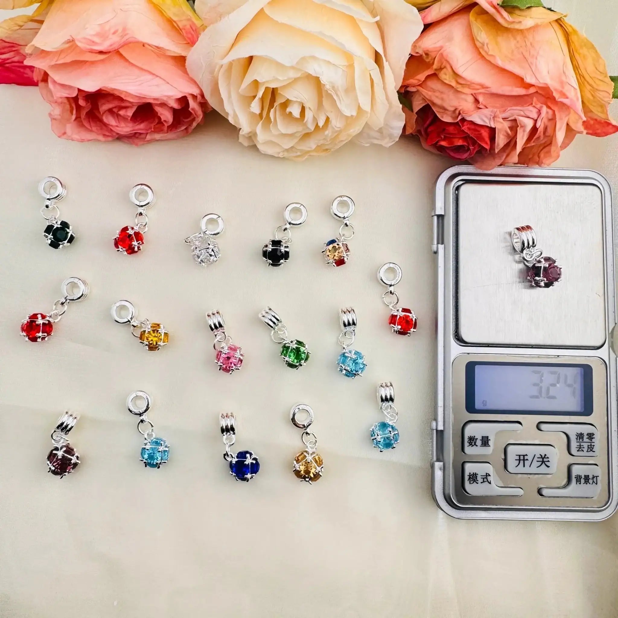 FS10436-About 11×25mm Random Mixed Gem Stone Spacer Charms For Beadable Pens Jewelry Making -Zoe DIY Wholesale