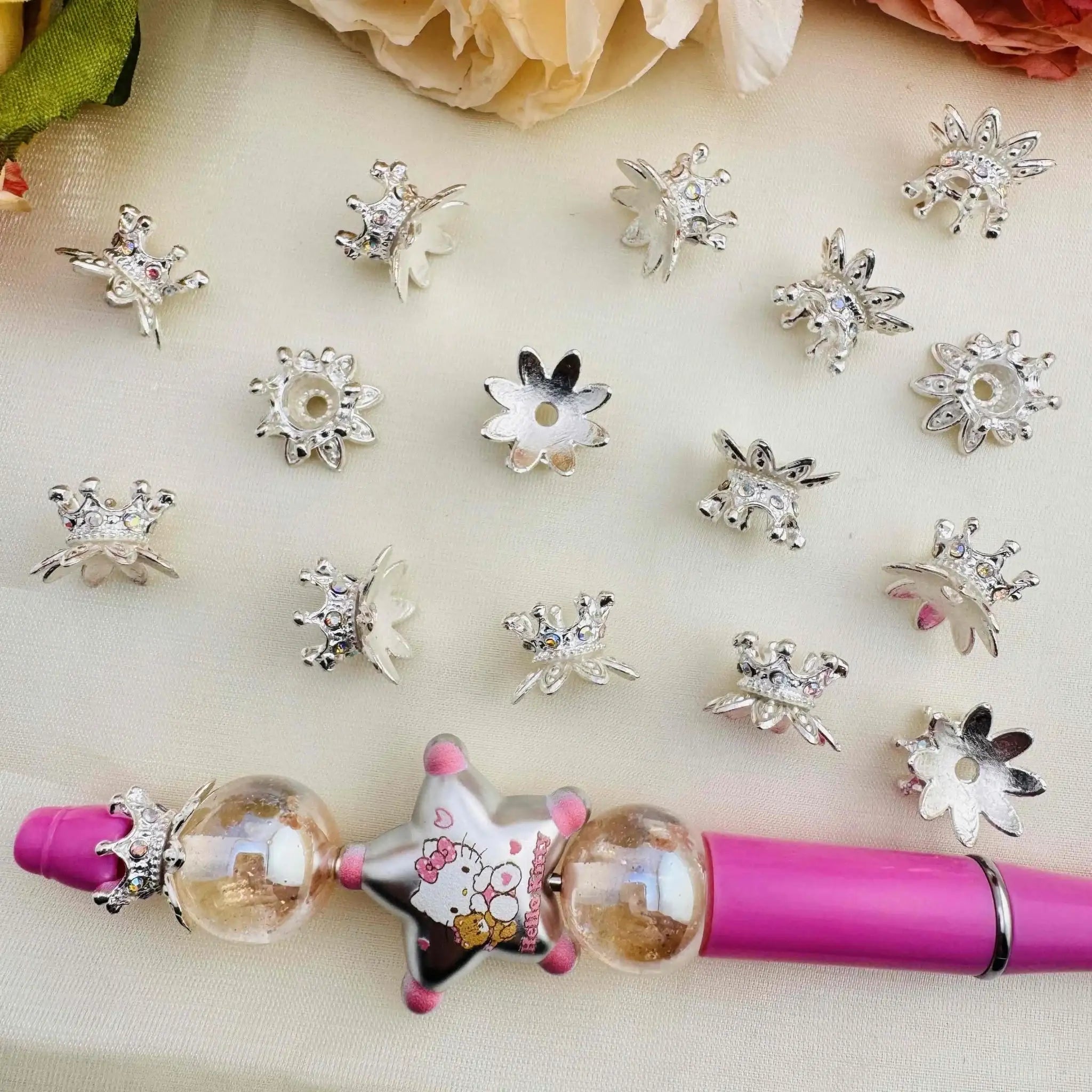 FS10440-About 10×14mm Crown Flower Spacer For Beadable Pens Jewelry Making Keychain Making -Zoe DIY Wholesale