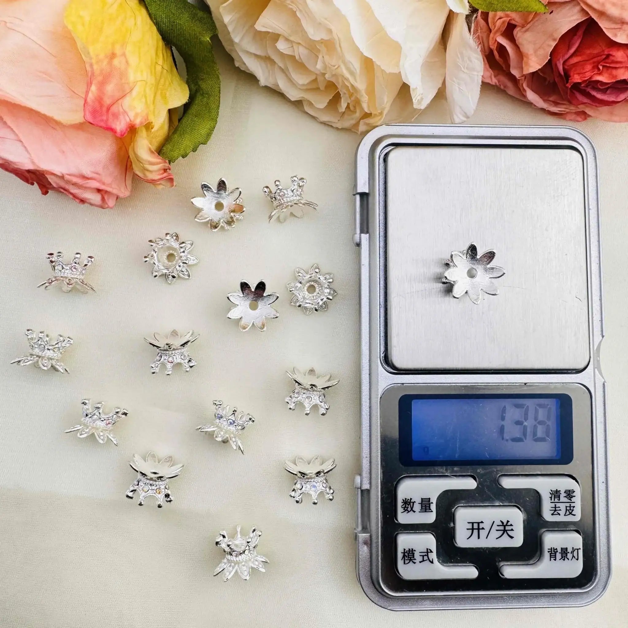 FS10440-About 10×14mm Crown Flower Spacer For Beadable Pens Jewelry Making Keychain Making -Zoe DIY Wholesale