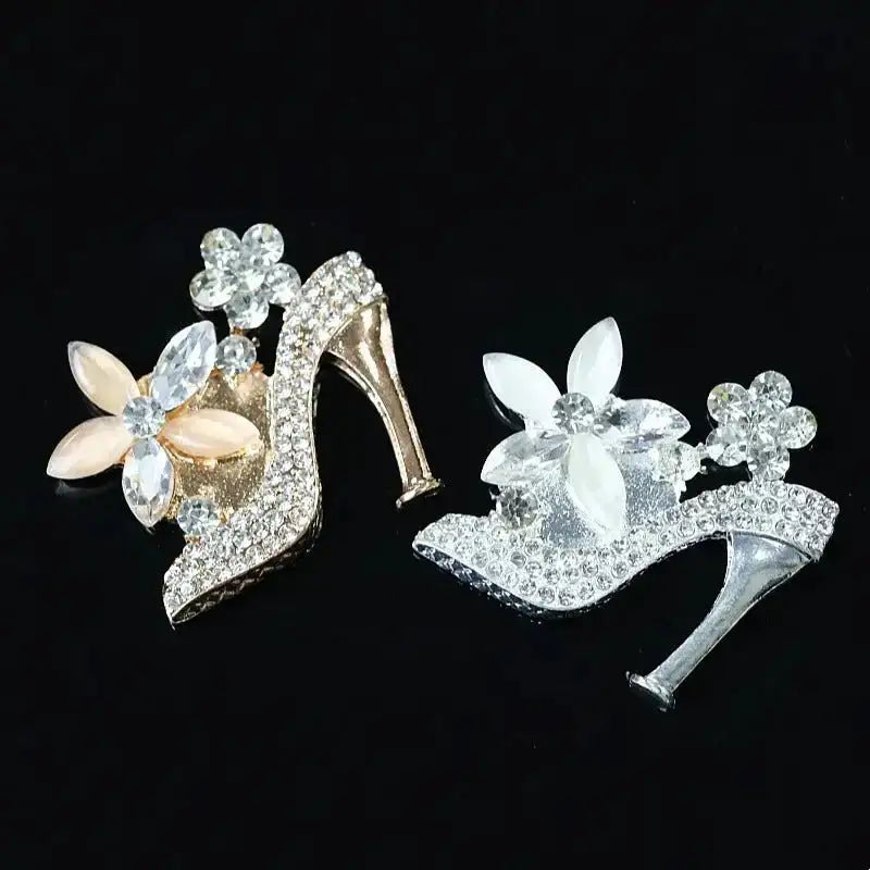 FS10443 Rhinestone Gold-plated High-heeled Shoe Pendant -Zoe DIY Wholesale