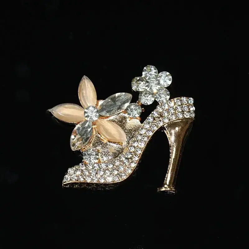 FS10443 Rhinestone Gold-plated High-heeled Shoe Pendant -Zoe DIY Wholesale