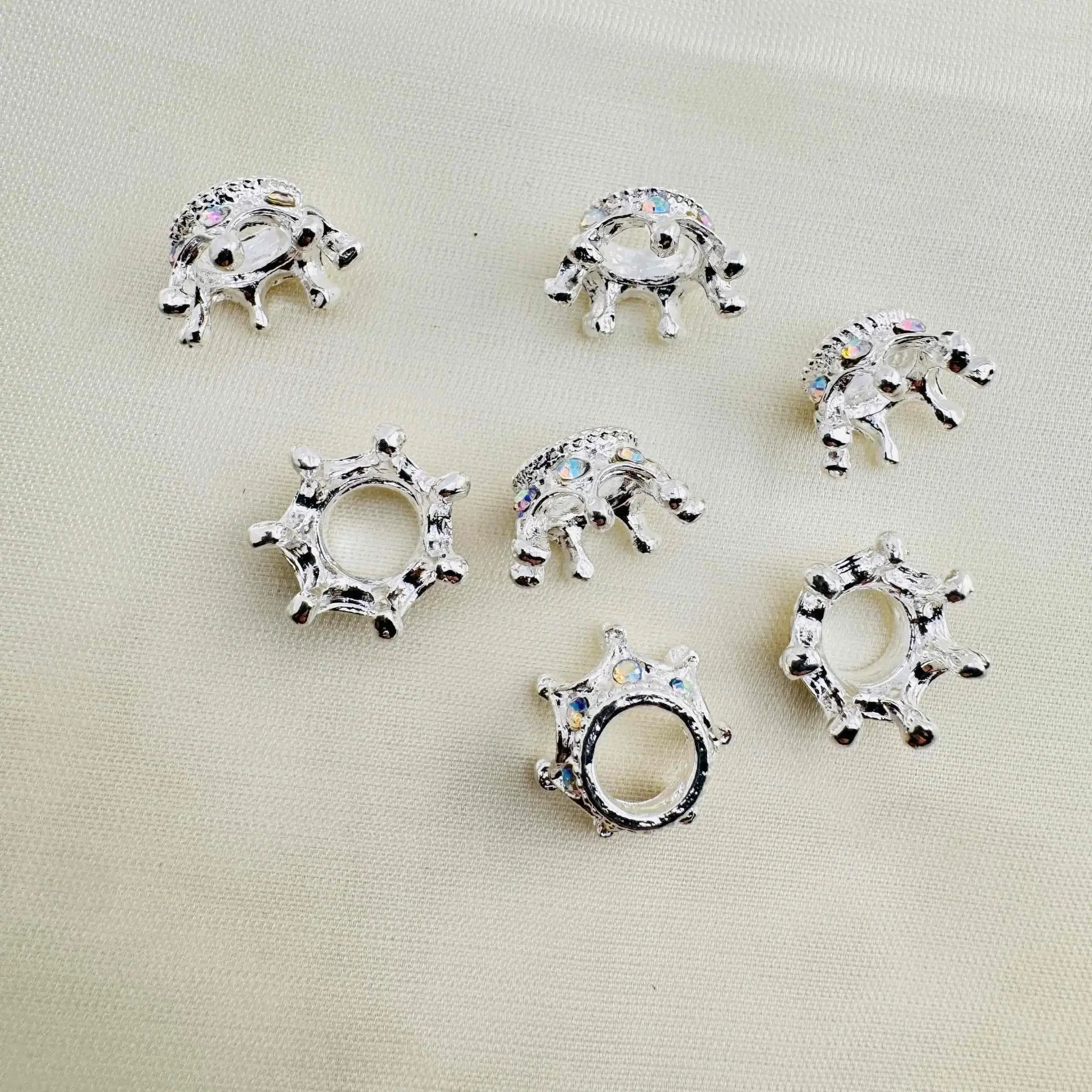 FS10448-About 4×9mm Silver AB Crown Spacer Fit For Beadable Pens Jewelry Making Keychain Making -Zoe DIY Wholesale