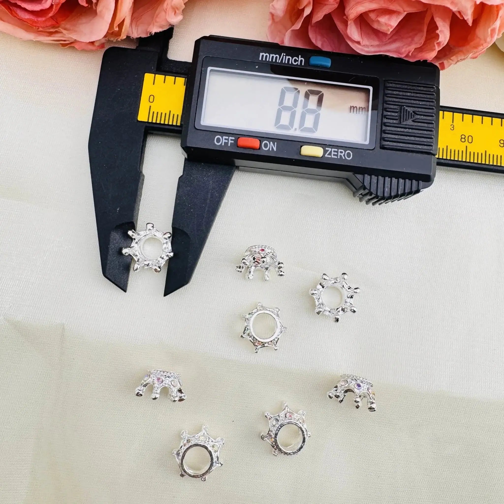 FS10448-About 4×9mm Silver AB Crown Spacer Fit For Beadable Pens Jewelry Making Keychain Making -Zoe DIY Wholesale