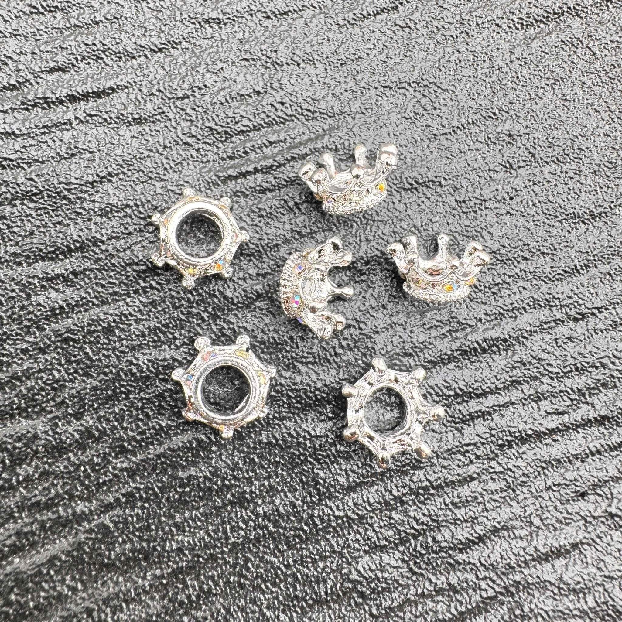 FS10448-About 4×9mm Silver AB Crown Spacer Fit For Beadable Pens Jewelry Making Keychain Making -Zoe DIY Wholesale