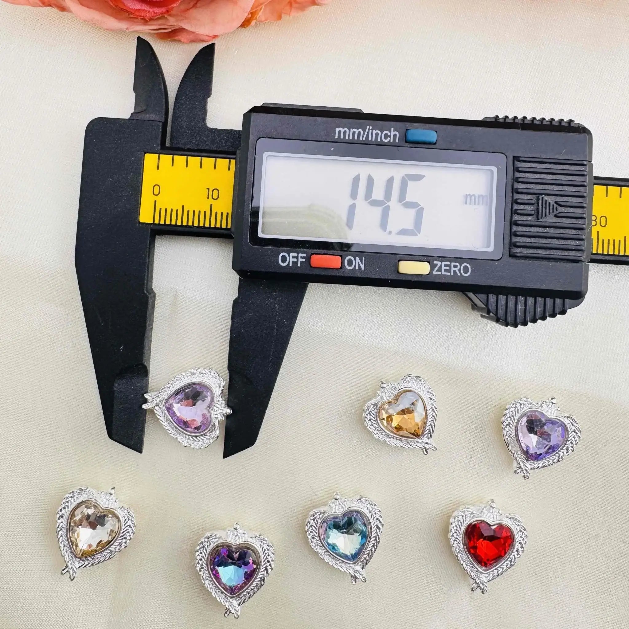 FS10449-About12×14mm Random Mixed Heart beads Alloy Metal Eight Hole Beads -Zoe DIY Wholesale