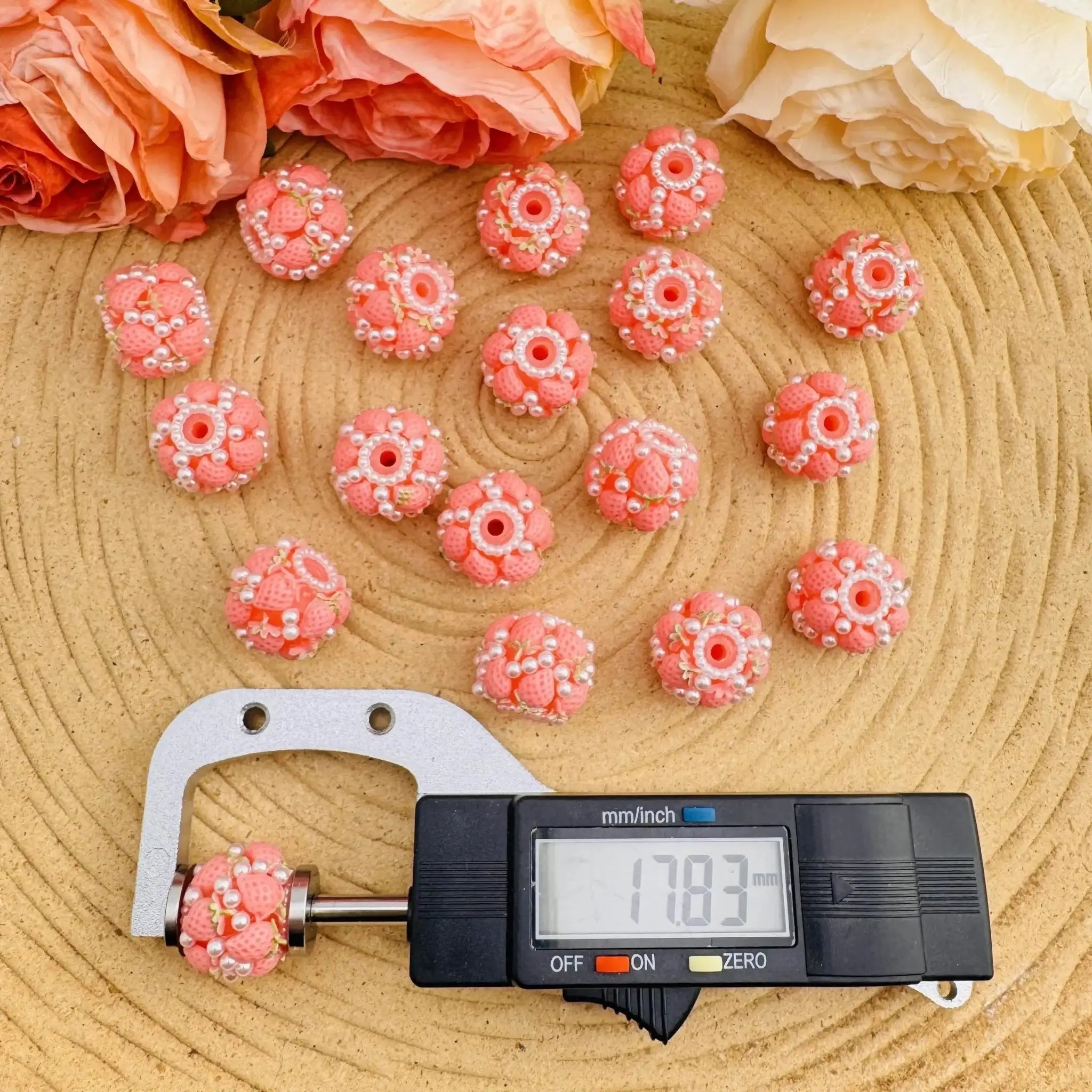 FS10482-18mm Pink Strawberry Fancy Beads Fit For Beadable Pens Keychain Jewelry Making -Zoe DIY Wholesale