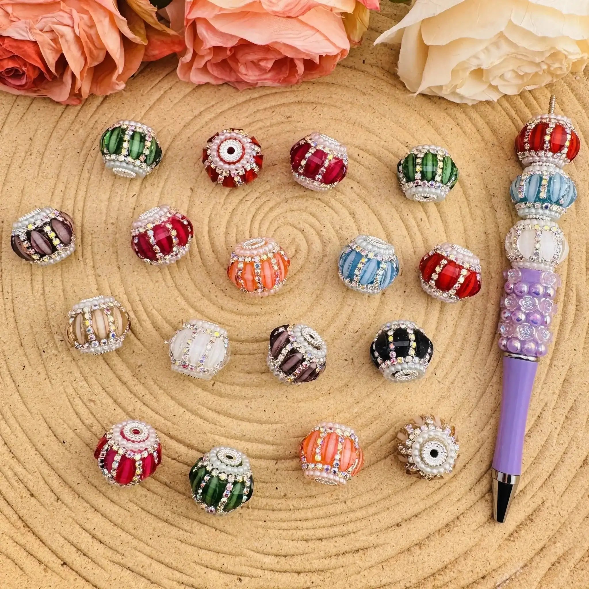 FS10484-18mm Lantern Fancy Beads Fit For Beadable Pens Keychain Jewelry Making -Zoe DIY Wholesale