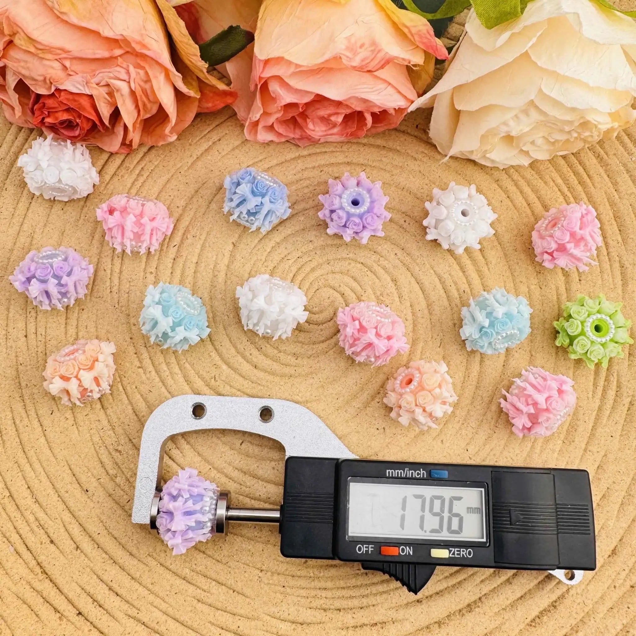 FS10485-acrylic rhinestone beads18mm Luminous Flower Bow Fancy Beads Fit For Beadable Pens Keychain Jewelry Making -Zoe DIY Wholesale