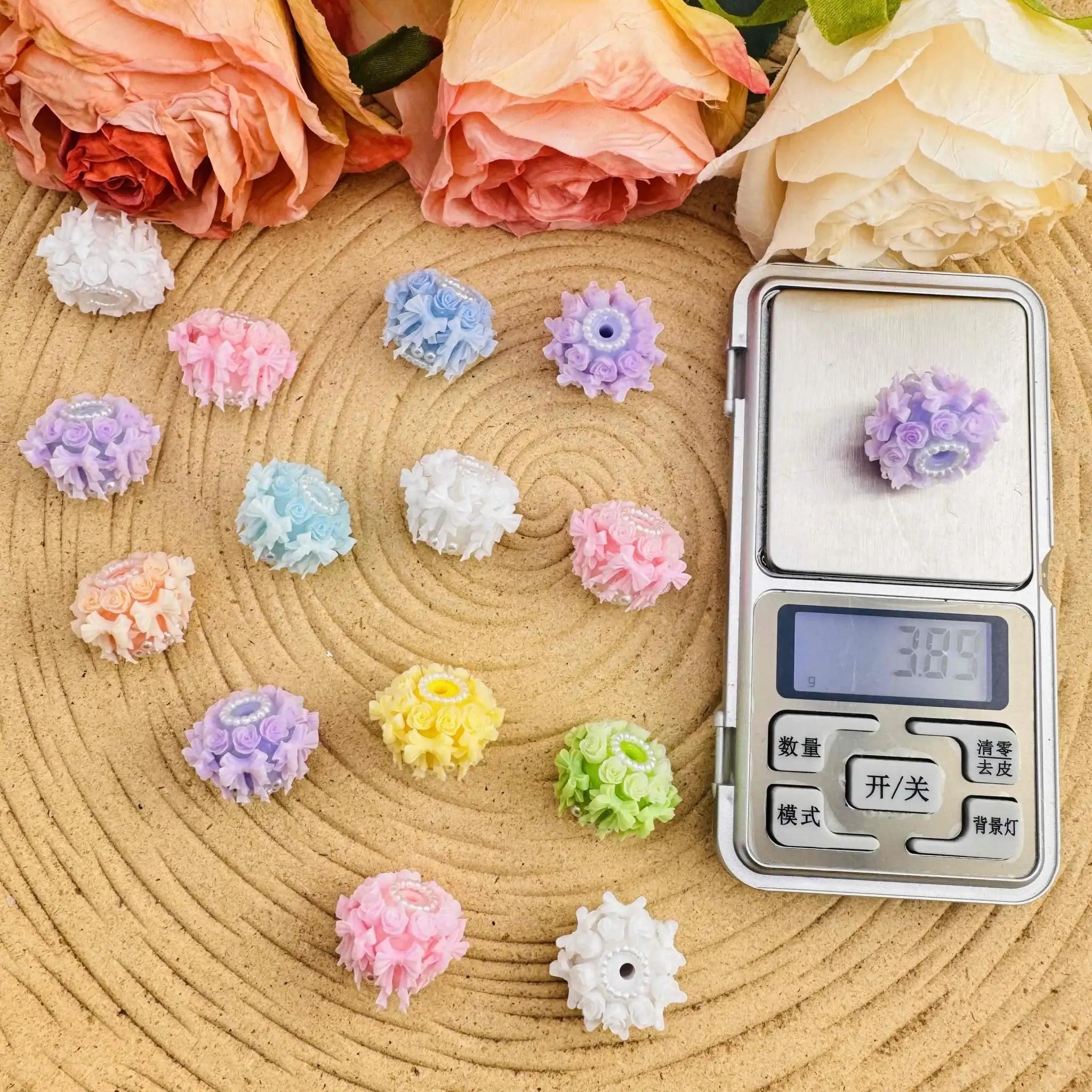 FS10485-acrylic rhinestone beads18mm Luminous Flower Bow Fancy Beads Fit For Beadable Pens Keychain Jewelry Making -Zoe DIY Wholesale