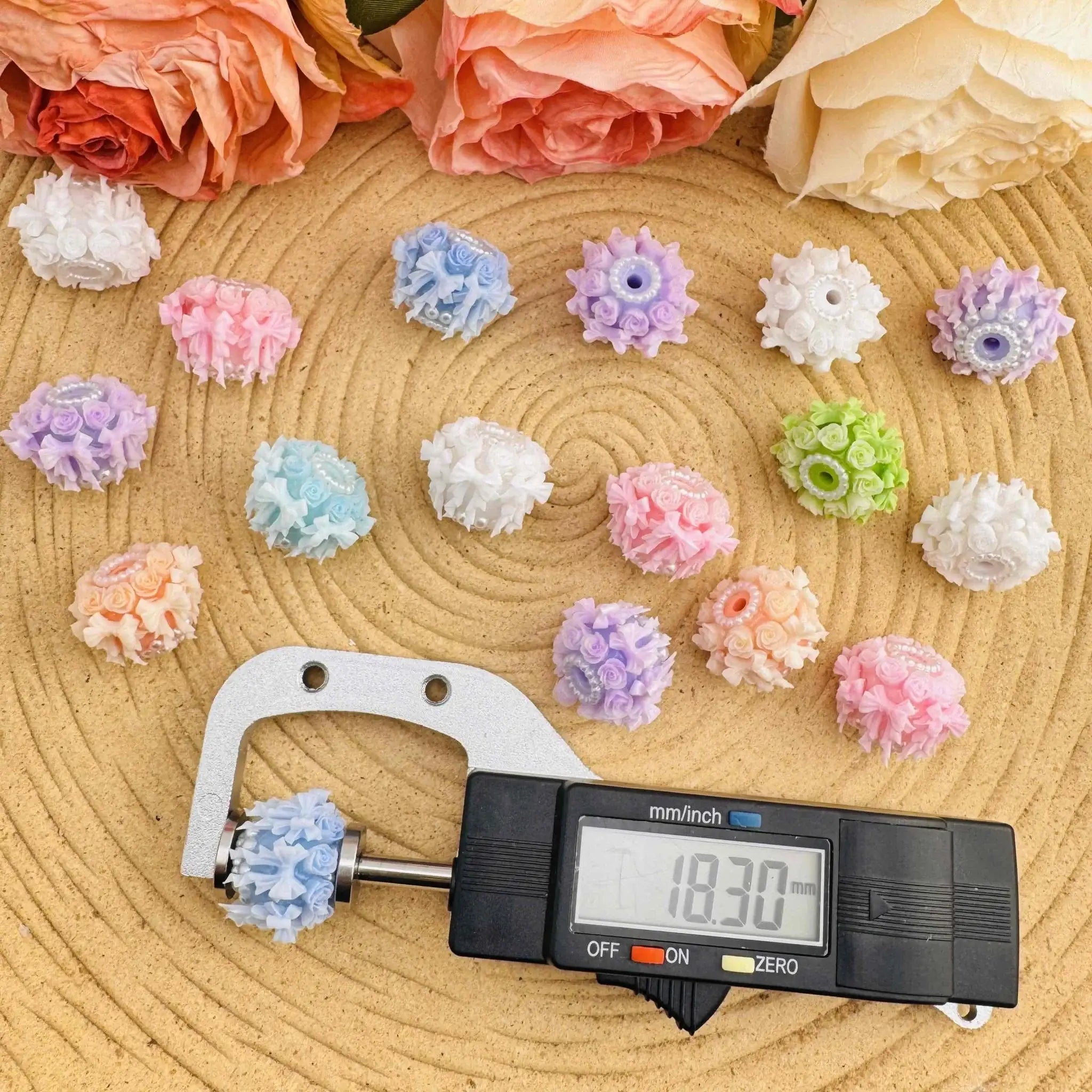 FS10485-acrylic rhinestone beads18mm Luminous Flower Bow Fancy Beads Fit For Beadable Pens Keychain Jewelry Making -Zoe DIY Wholesale