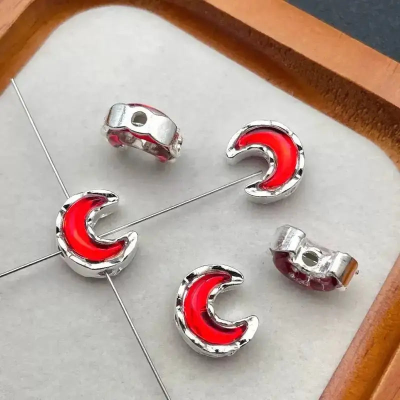 FS10488-13×15mm Random Mixed Color 4 Hole Alloy Metal moon Beads Fit For Beadable Pens -Zoe DIY Wholesale