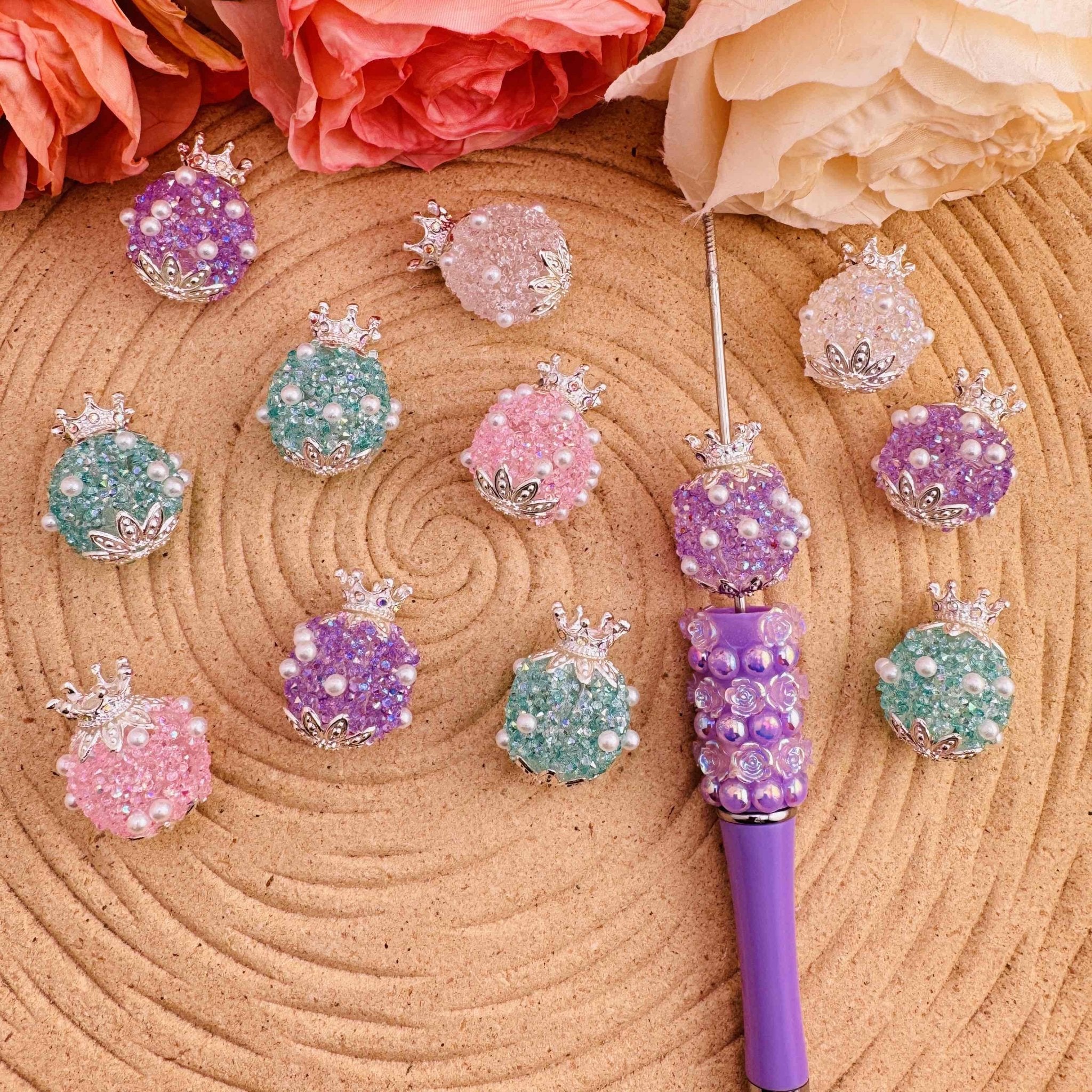 FS10489-20mm Random Mixed Crown Sugar Beads Fit For Beadable Pens Keychain Jewelry Making -Zoe DIY Wholesale