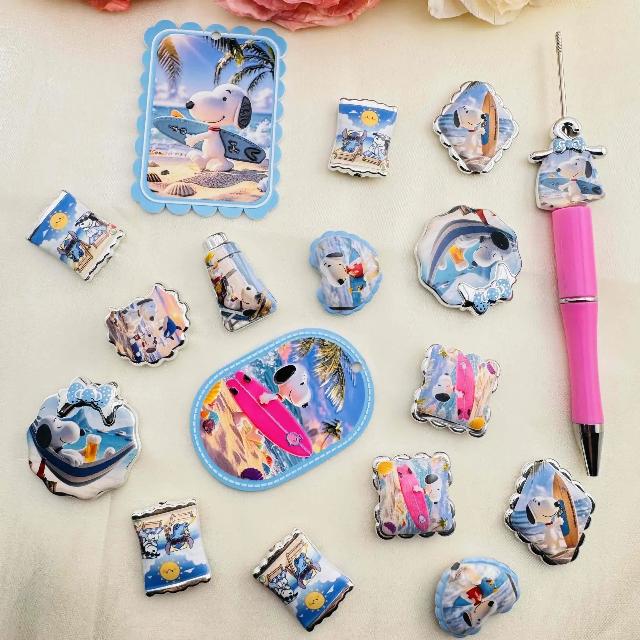 FS10510-Random Mixed Snoopy Acrylic Beads For Beadable Pens Keychain Jewelry Making -Zoe DIY Wholesale