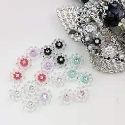FS1054-10MM Diamond Clear Flower Resin Nail Charms -Zoe DIY Wholesale