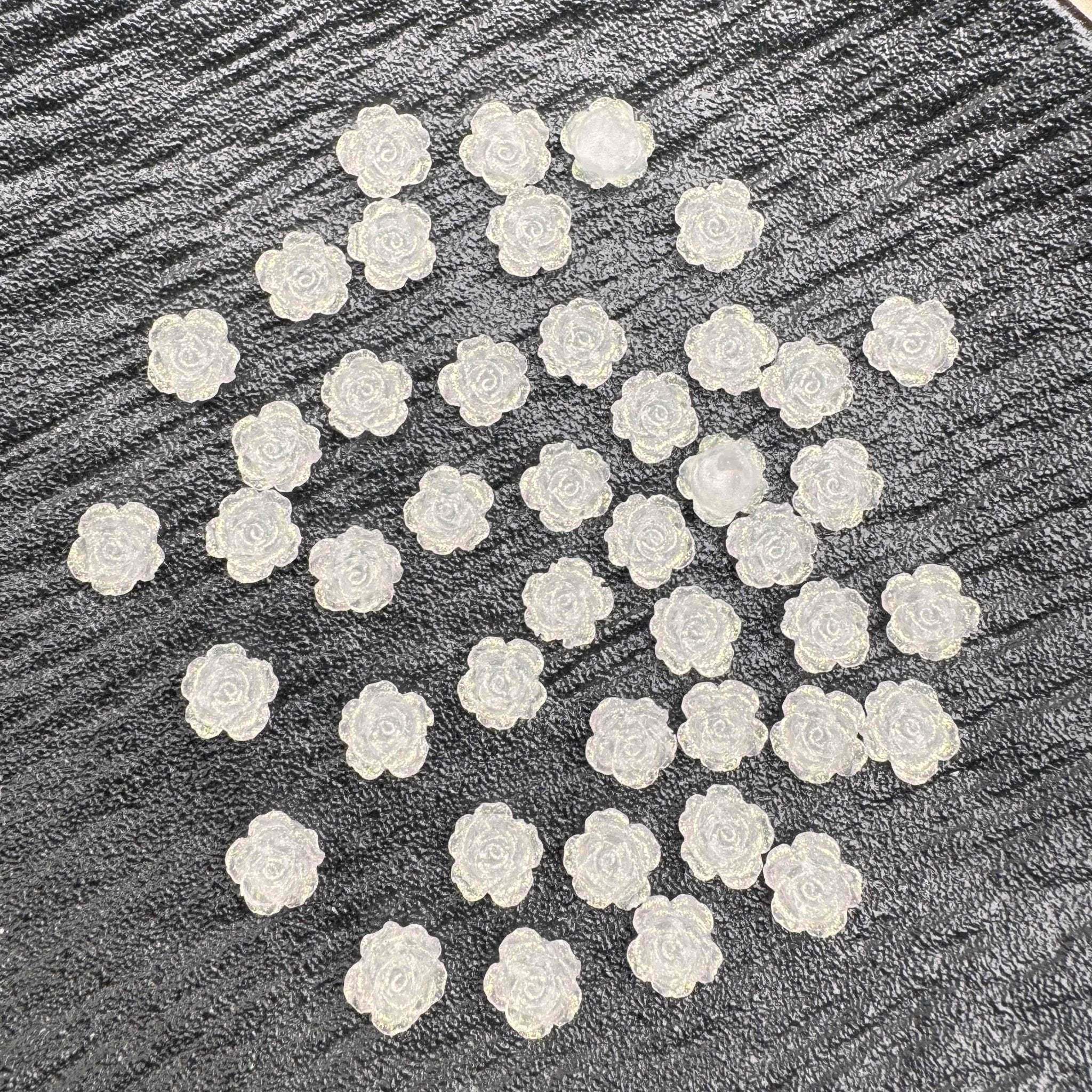 FS10547-300 Pieces White Luminous Color Changing Soft Flower Nail Charms For Making Fancy Beads Or Pens -Zoe DIY Wholesale