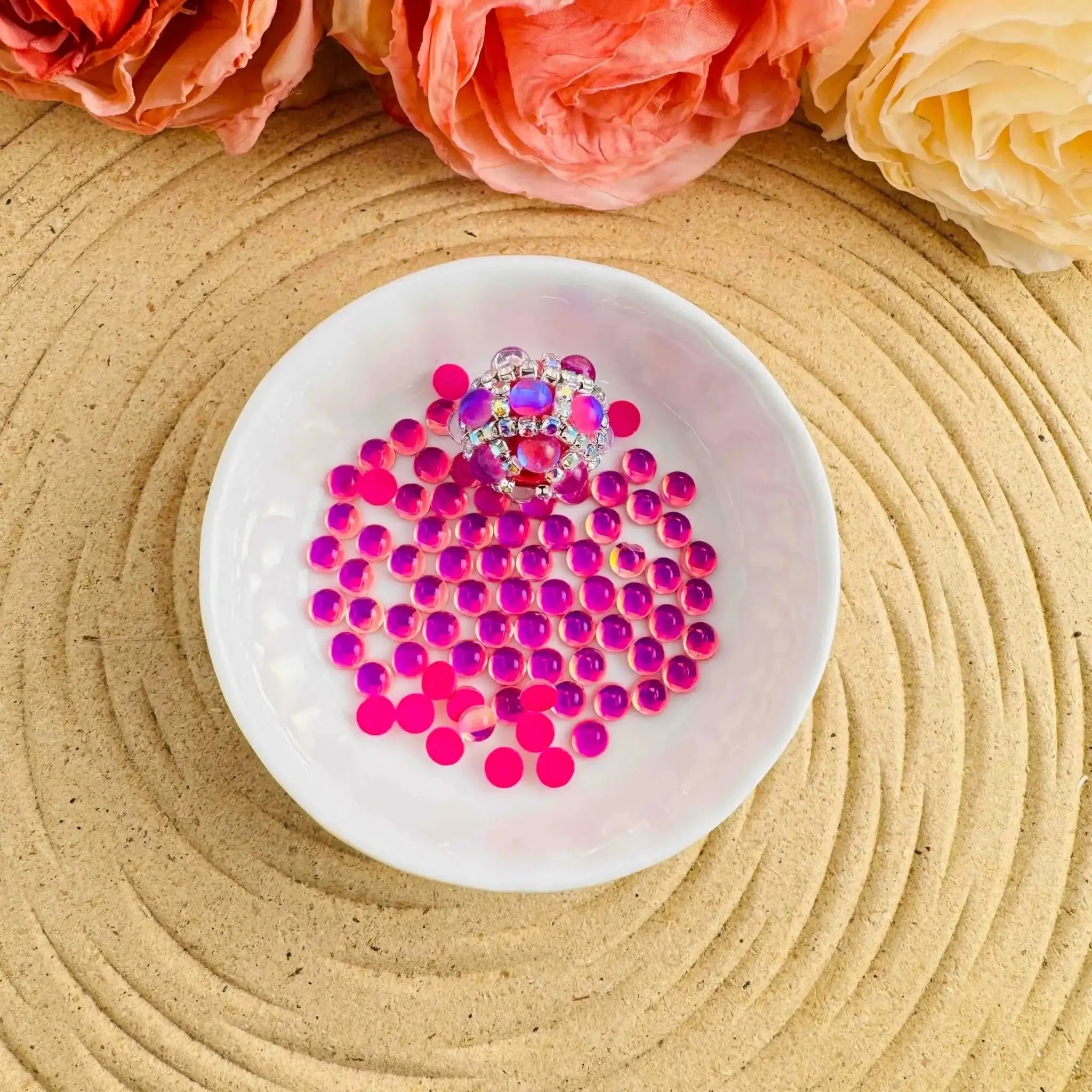 FS10570-5mm Semicircle Crystal Glass Nail Charms For Making Fancy Beads Or Fancy Pens -Zoe DIY Wholesale