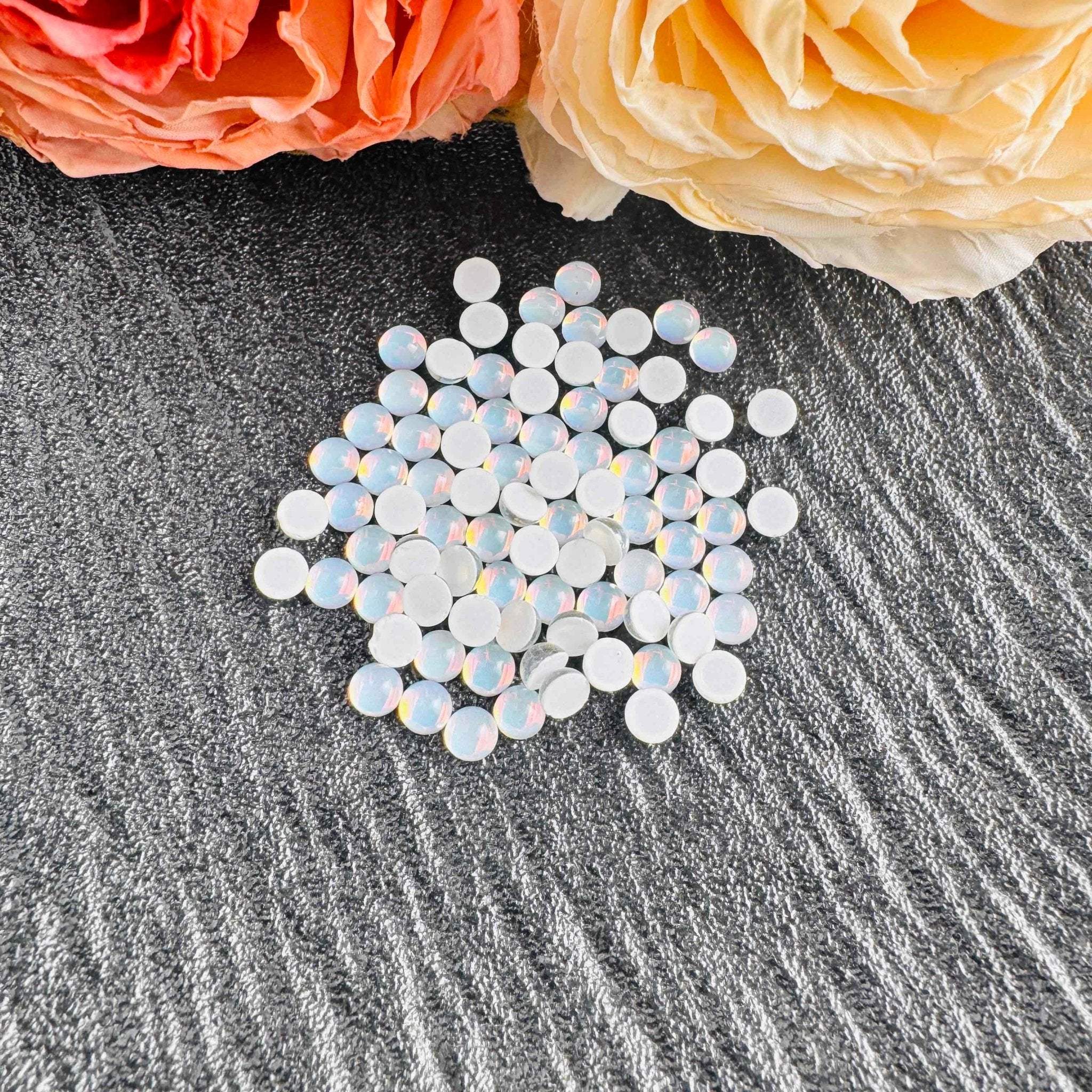 FS10570-5mm Semicircle Crystal Glass Nail Charms For Making Fancy Beads Or Fancy Pens -Zoe DIY Wholesale