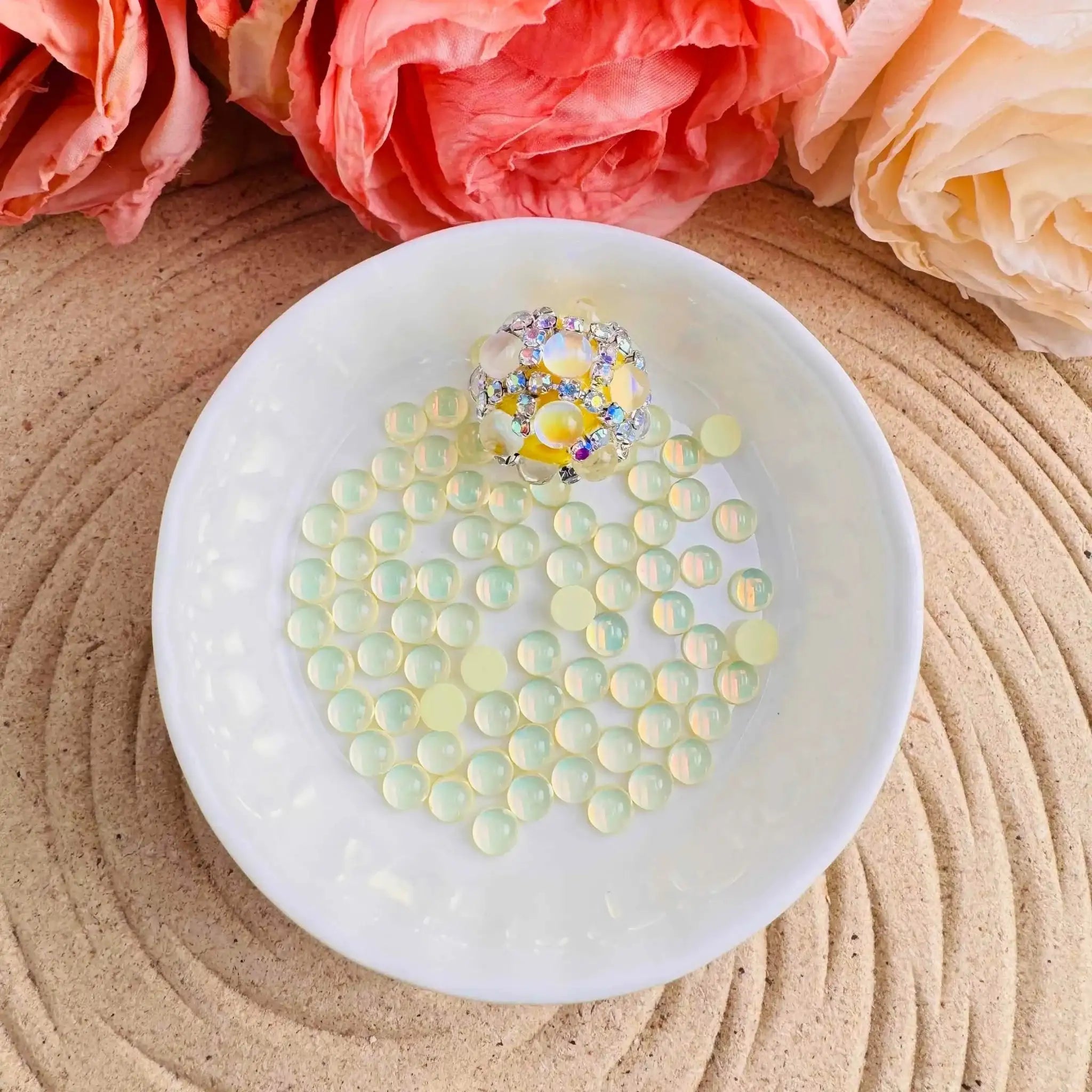 FS10570-5mm Semicircle Crystal Glass Nail Charms For Making Fancy Beads Or Fancy Pens -Zoe DIY Wholesale