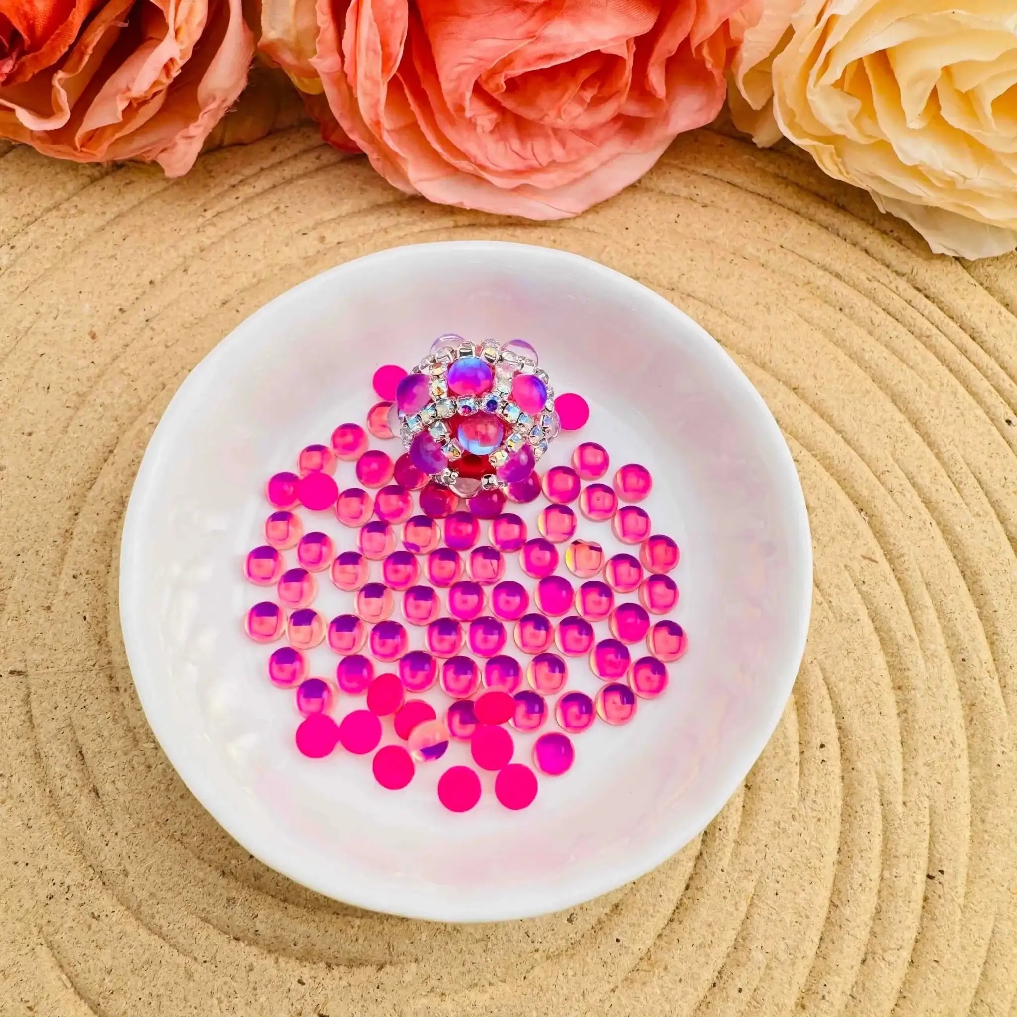 FS10570-5mm Semicircle Crystal Glass Nail Charms For Making Fancy Beads Or Fancy Pens -Zoe DIY Wholesale