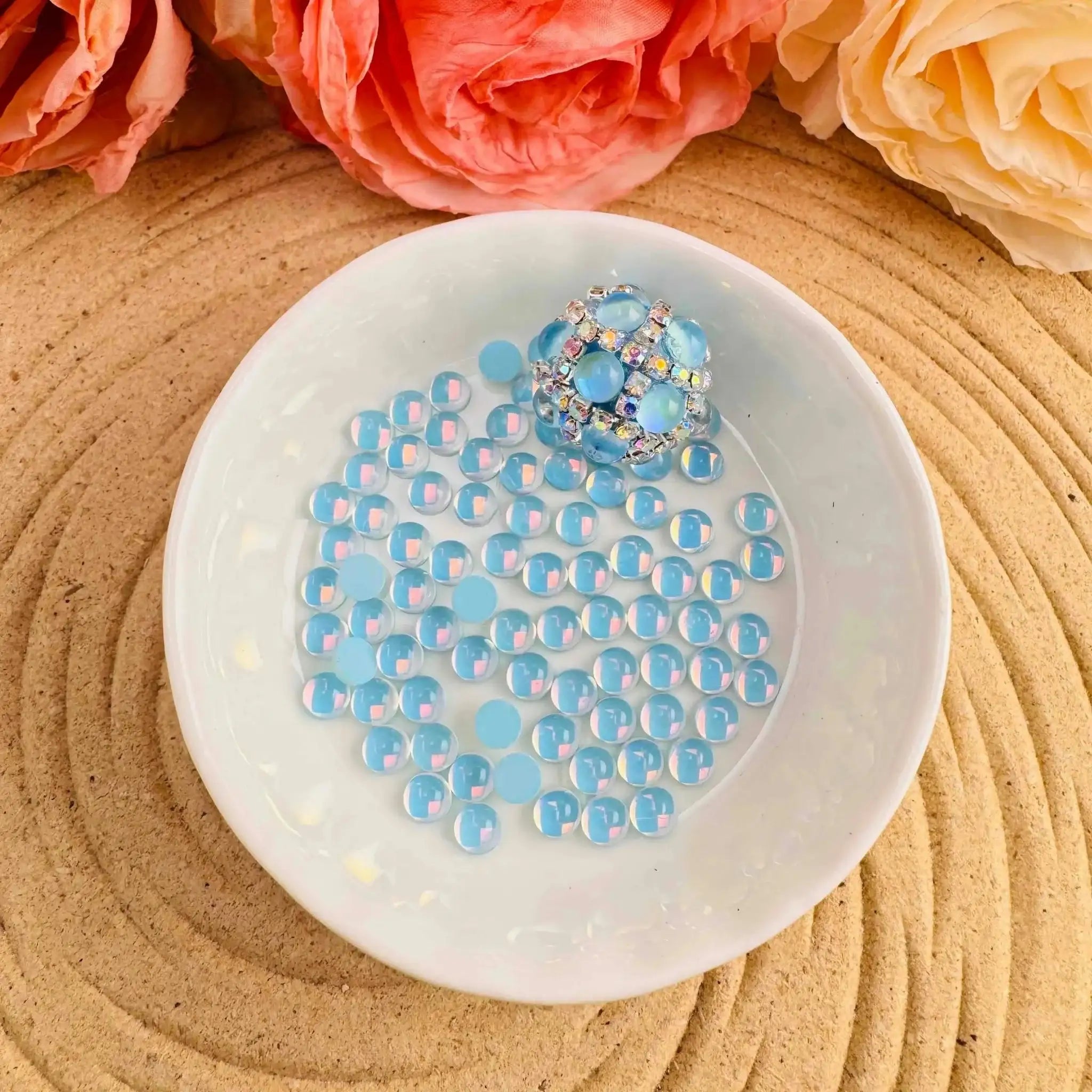 FS10570-5mm Semicircle Crystal Glass Nail Charms For Making Fancy Beads Or Fancy Pens -Zoe DIY Wholesale