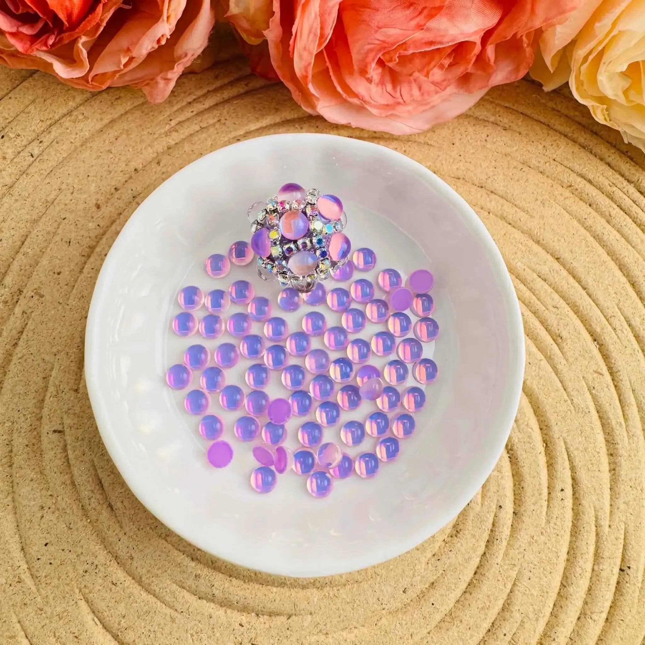 FS10570-5mm Semicircle Crystal Glass Nail Charms For Making Fancy Beads Or Fancy Pens -Zoe DIY Wholesale