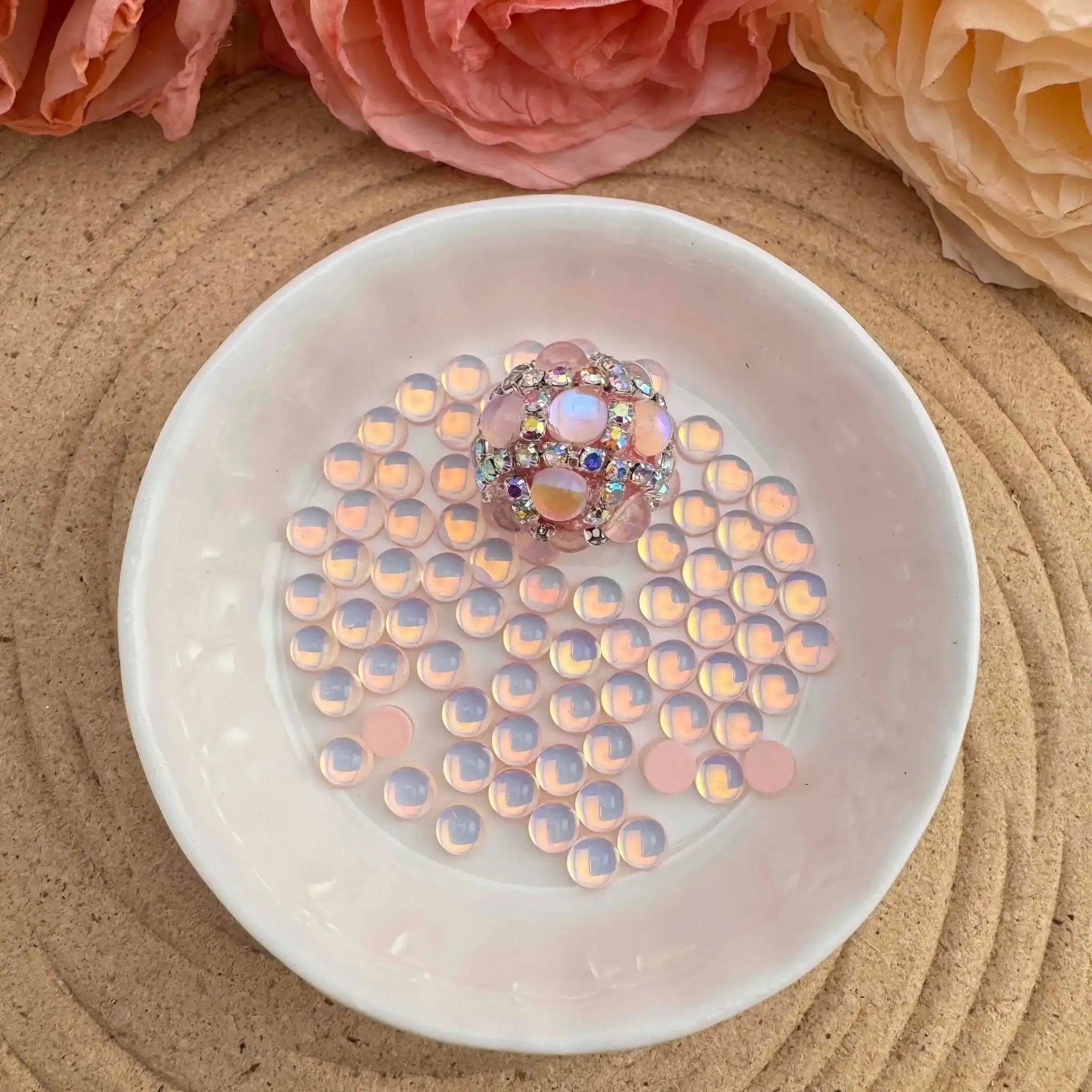 FS10570-5mm Semicircle Crystal Glass Nail Charms For Making Fancy Beads Or Fancy Pens -Zoe DIY Wholesale