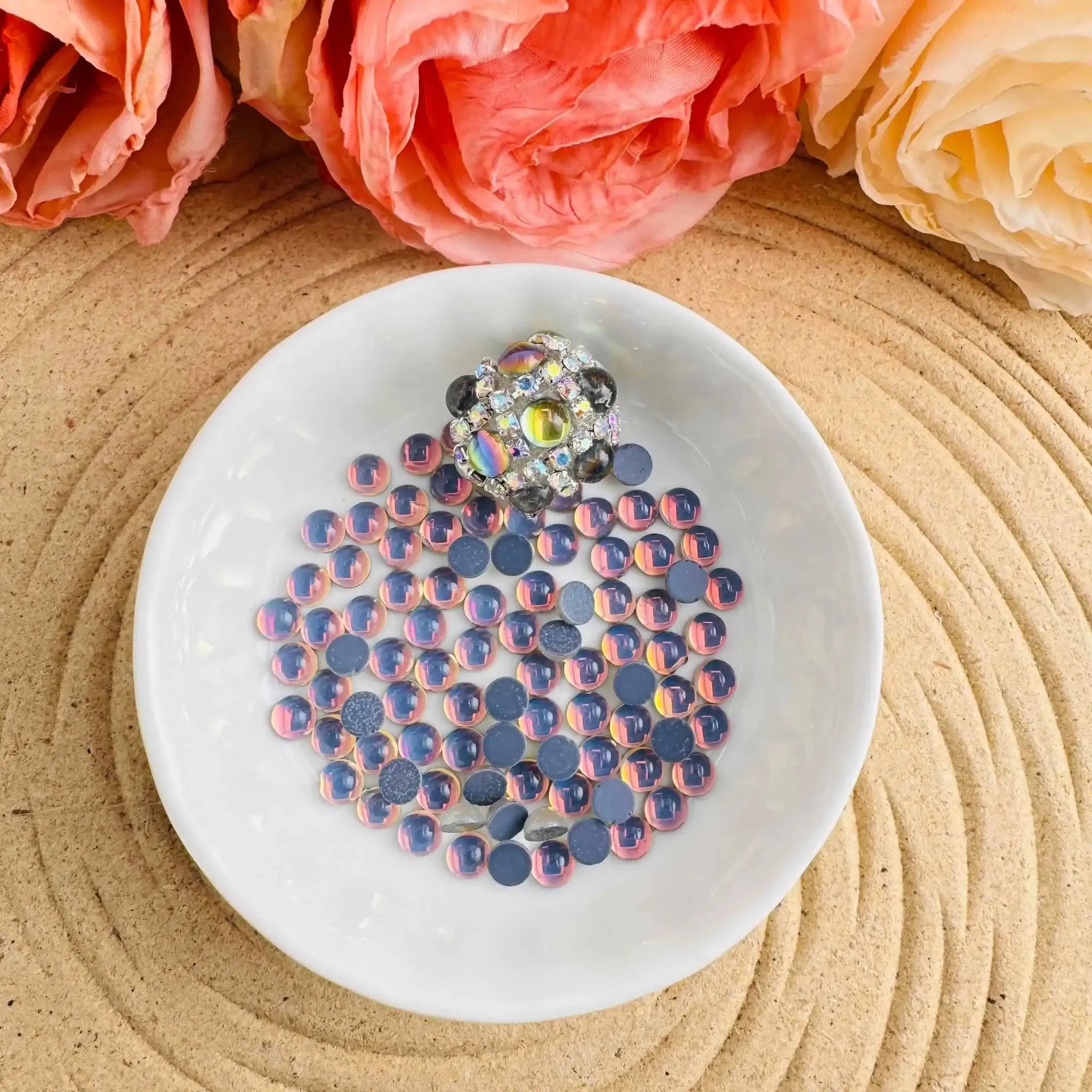 FS10570-5mm Semicircle Crystal Glass Nail Charms For Making Fancy Beads Or Fancy Pens -Zoe DIY Wholesale