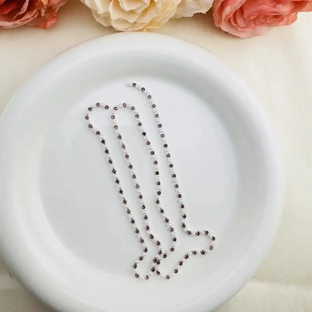 FS10599-2mm Rhinstone Pearl Chain -Zoe DIY Wholesale