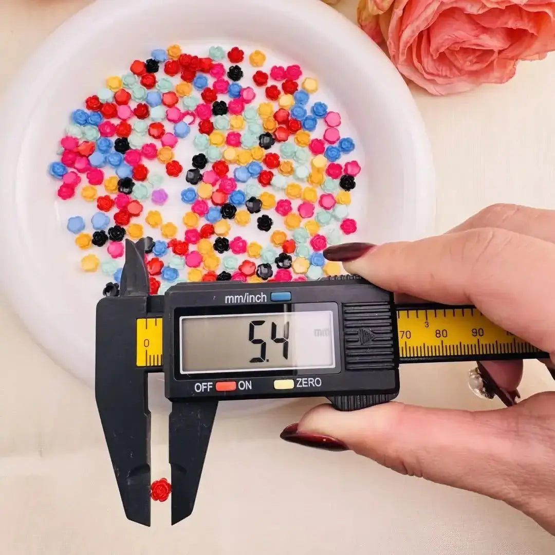 FS10602-6mm Random Mixed Color Rose Flower Nail Charms -Zoe DIY Wholesale