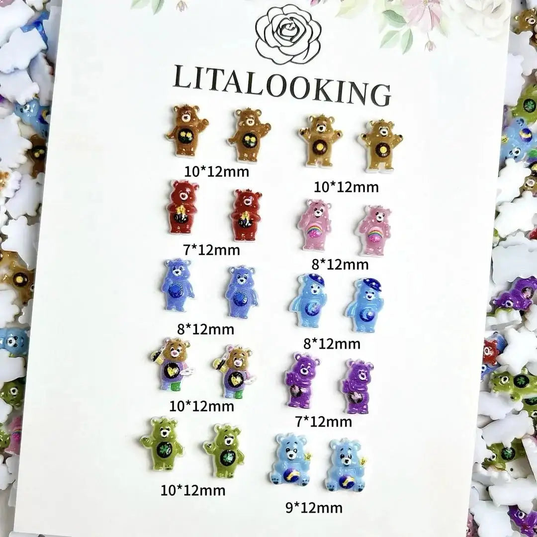 FS10634-Mixed Care Bear Nail Charms -Zoe DIY Wholesale