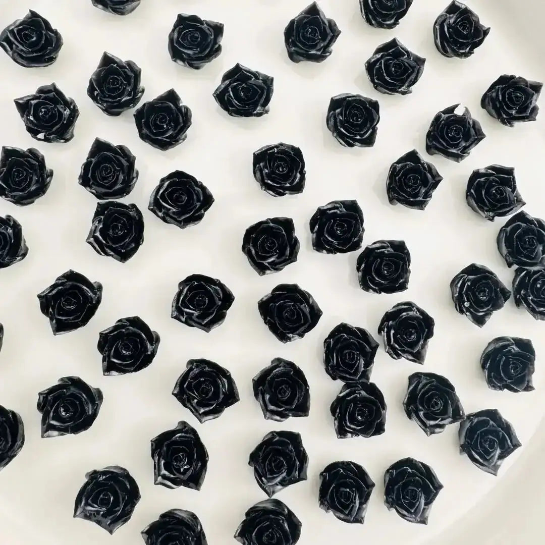 FS10651-8mm Black Flower Nail Charms -Zoe DIY Wholesale