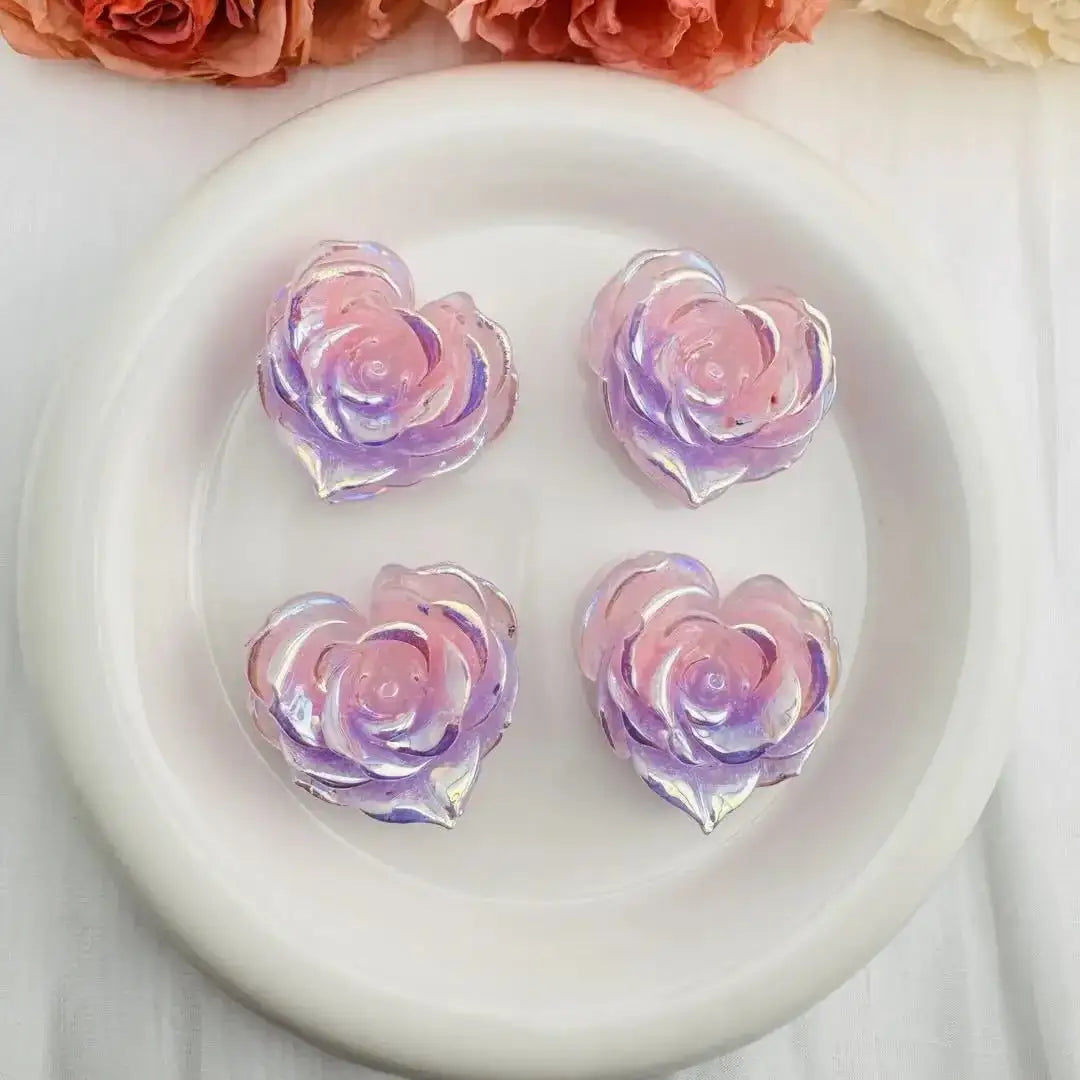FS10652-About 31×38mm Heart Luminous Flower Resin Charms -Zoe DIY Wholesale