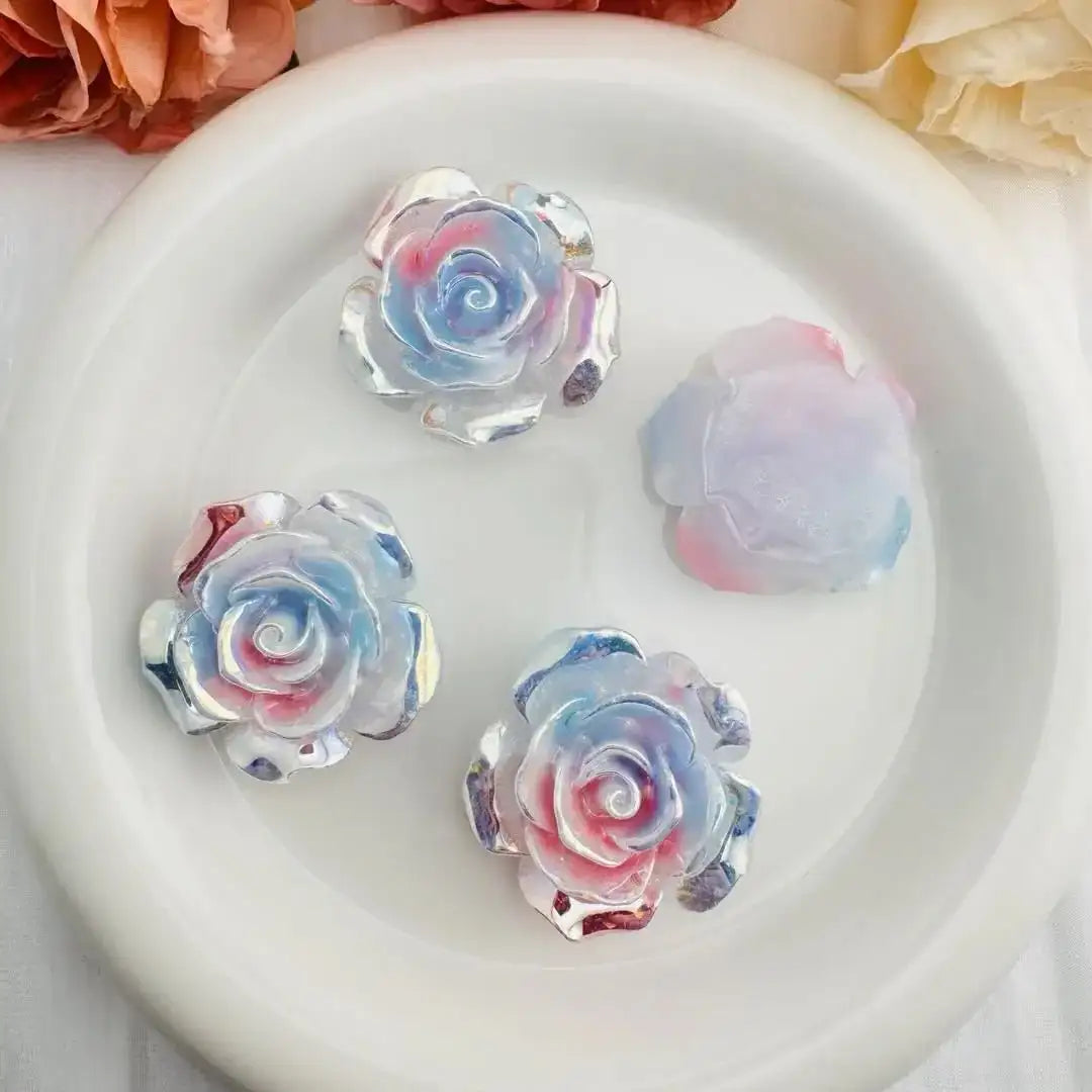 FS10653-About 35mm Luminous Color Changing Rose Flower Resin Patch -Zoe DIY Wholesale