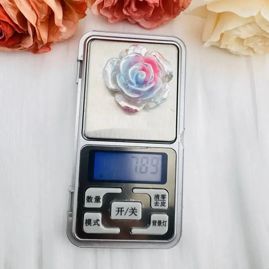 FS10653-About 35mm Luminous Color Changing Rose Flower Resin Patch -Zoe DIY Wholesale