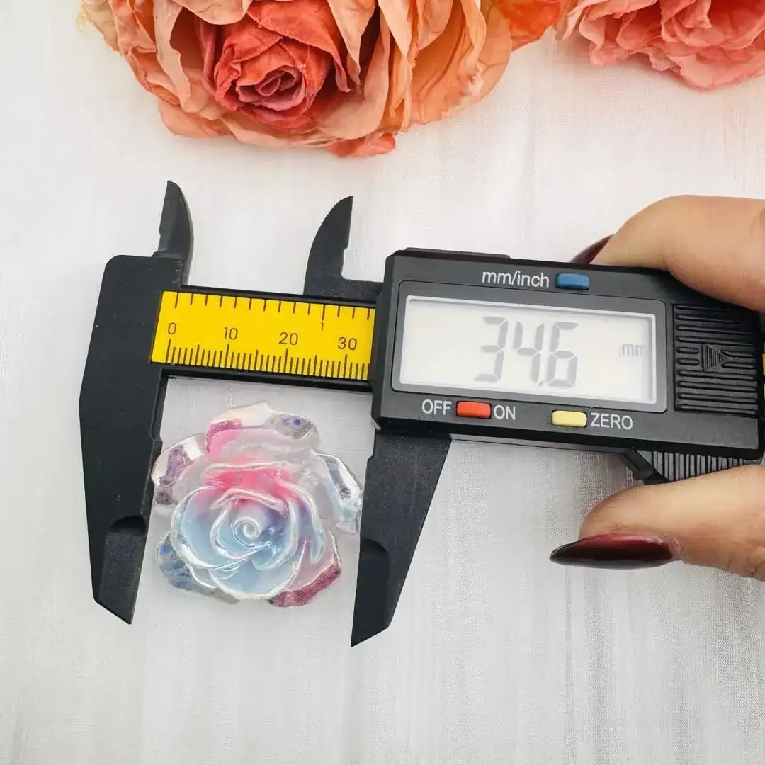FS10653-About 35mm Luminous Color Changing Rose Flower Resin Patch -Zoe DIY Wholesale